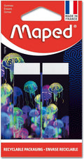 Maped - Set van 2 witte DeepSea Paradise gommen - Dust-Free schoolgum - PVC- en ftalaatvrij - versierde schede - Gemaakt in Frankrijk