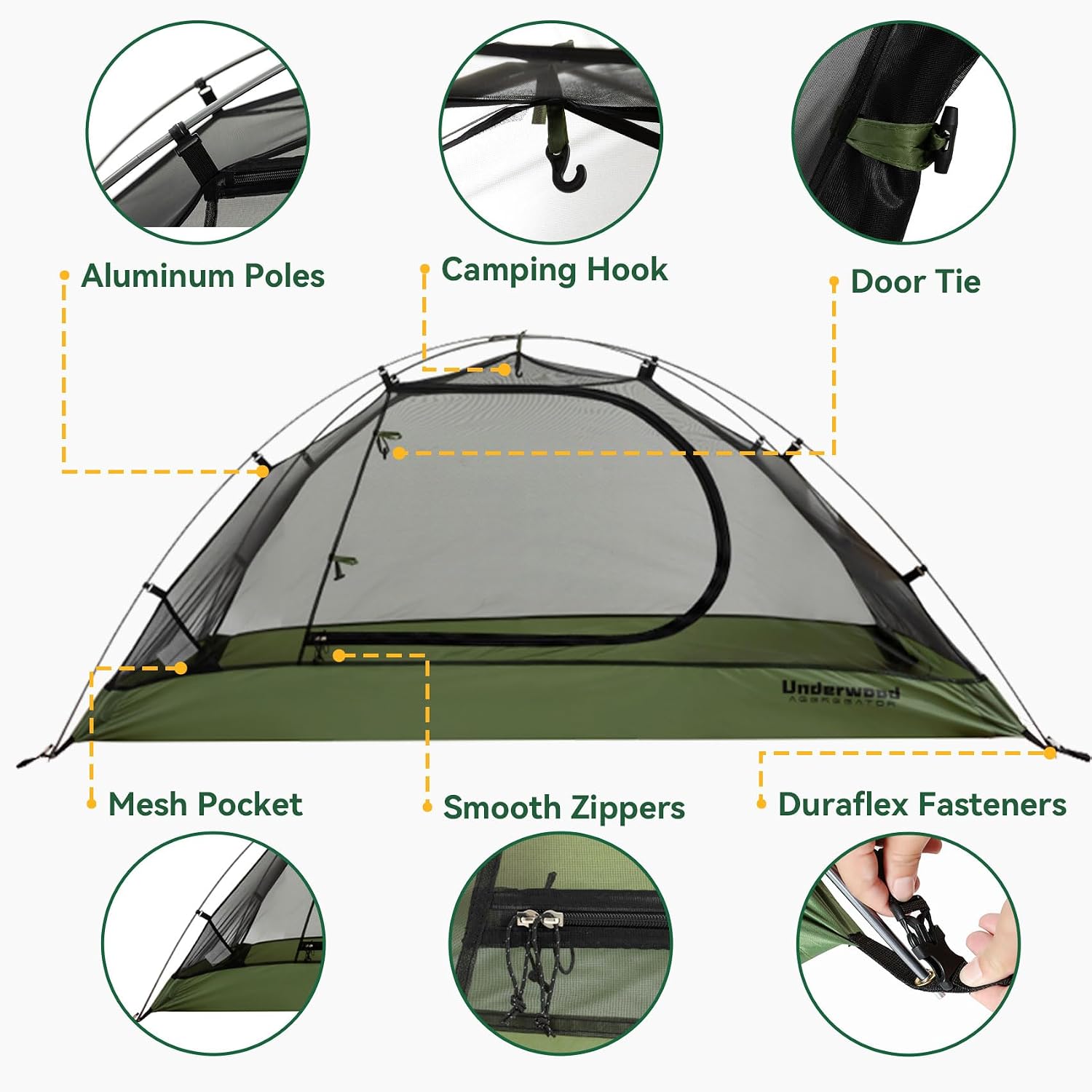 Wandeltent voor 1 persoon, lichte waterdichte campingtent, eenvoudige installatie, compacte tent voor 1 persoon, 3-seizoenentent voor één persoon