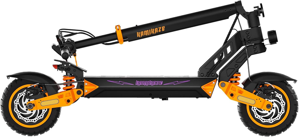 Kamikaze K1 Max Elektrische skateboard, dubbele motor, 2 x 1000 W, 52 V 20 Ah accu, bereik tot 80 km, snelheid 20 km/u, grote wielen, dubbele schijfrem, vering, IPX5