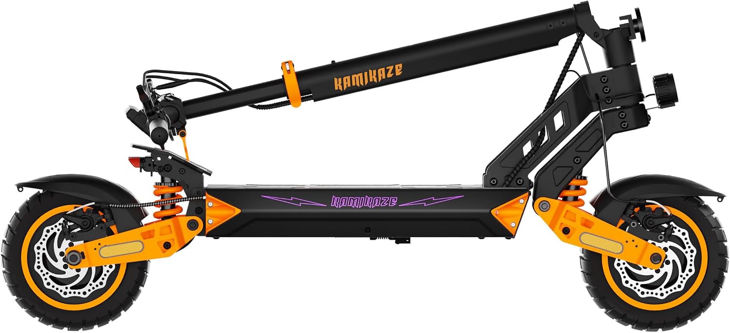 Kamikaze K1 Max Elektrische skateboard, dubbele motor, 2 x 1000 W, 52 V 20 Ah accu, bereik tot 80 km, snelheid 20 km/u, grote wielen, dubbele schijfrem, vering, IPX5