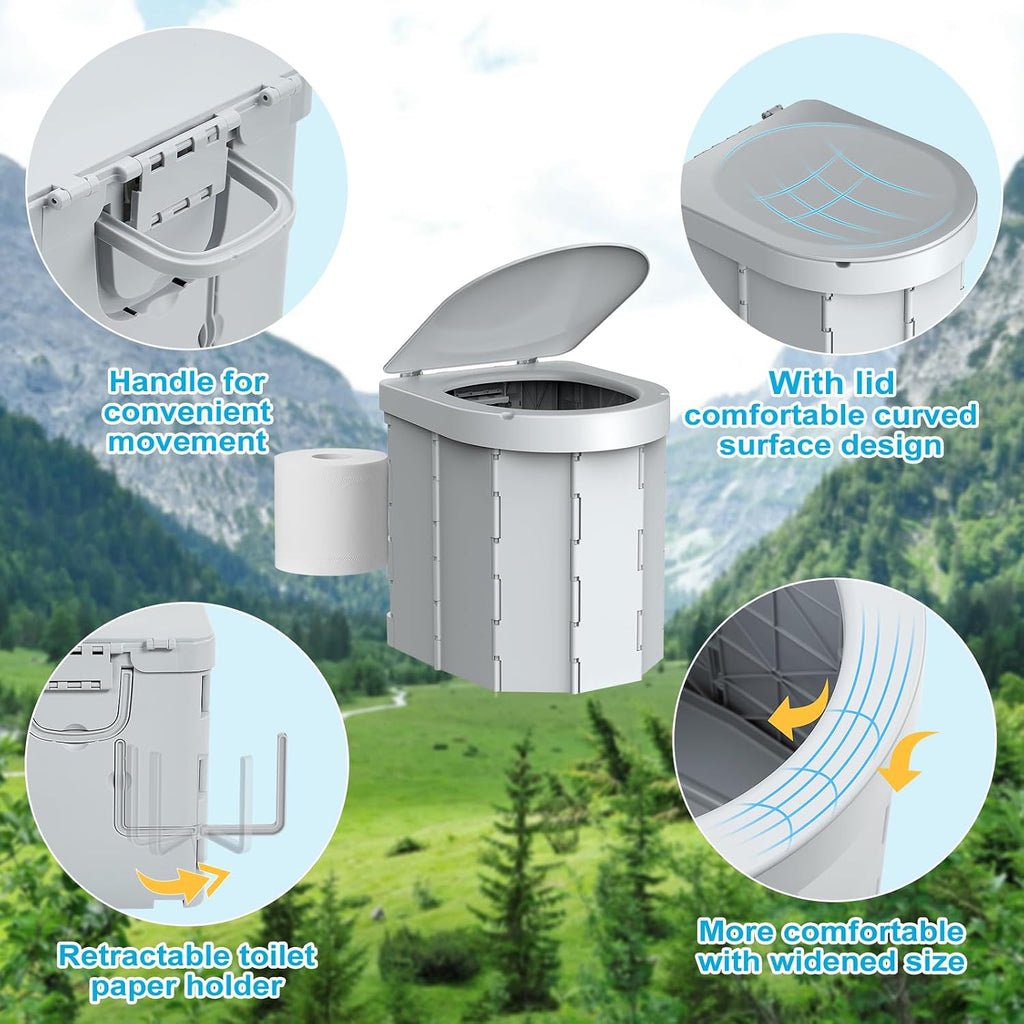 Draagbaar Campingtoilet, voor mannen en vrouwen, hygiënische pot voor de auto, opvouwbaar autotoilet voor volwassenen, voor kamperen, wandelen of uitstapjes