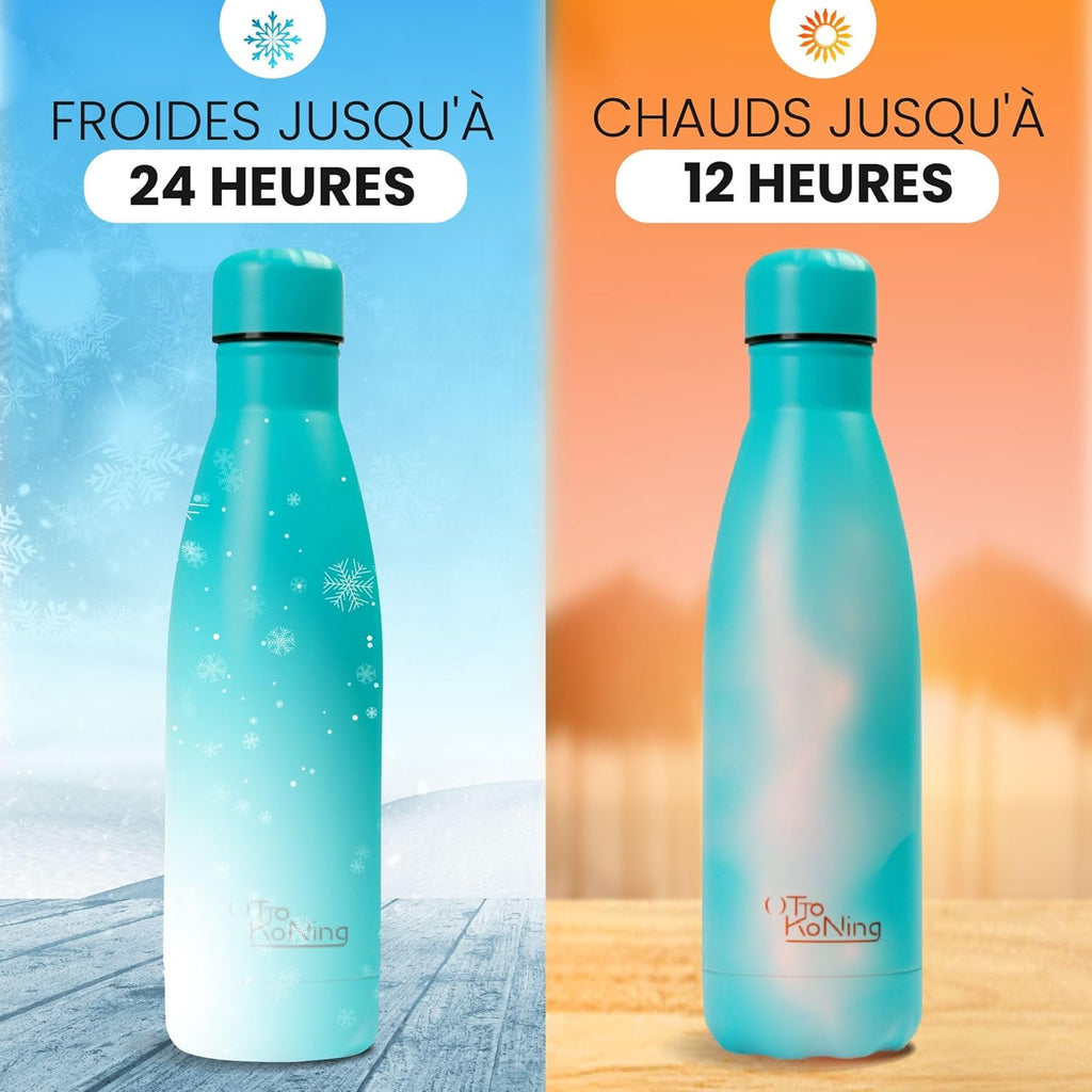 Otto Koning Insulated Water Bottle 500ml - Insulated Water Bottle Keeps Drinks Cold for 24 Hours and Hot for 12 Hours - Leak Proof Insulated Water Bottle BPA Free