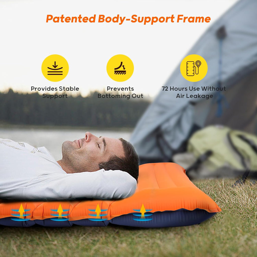 800 g ultralicht opblaasbaar campingmatras, compacte slaapmat met geïntegreerde voetpomp voor tent, wandelen, buiten