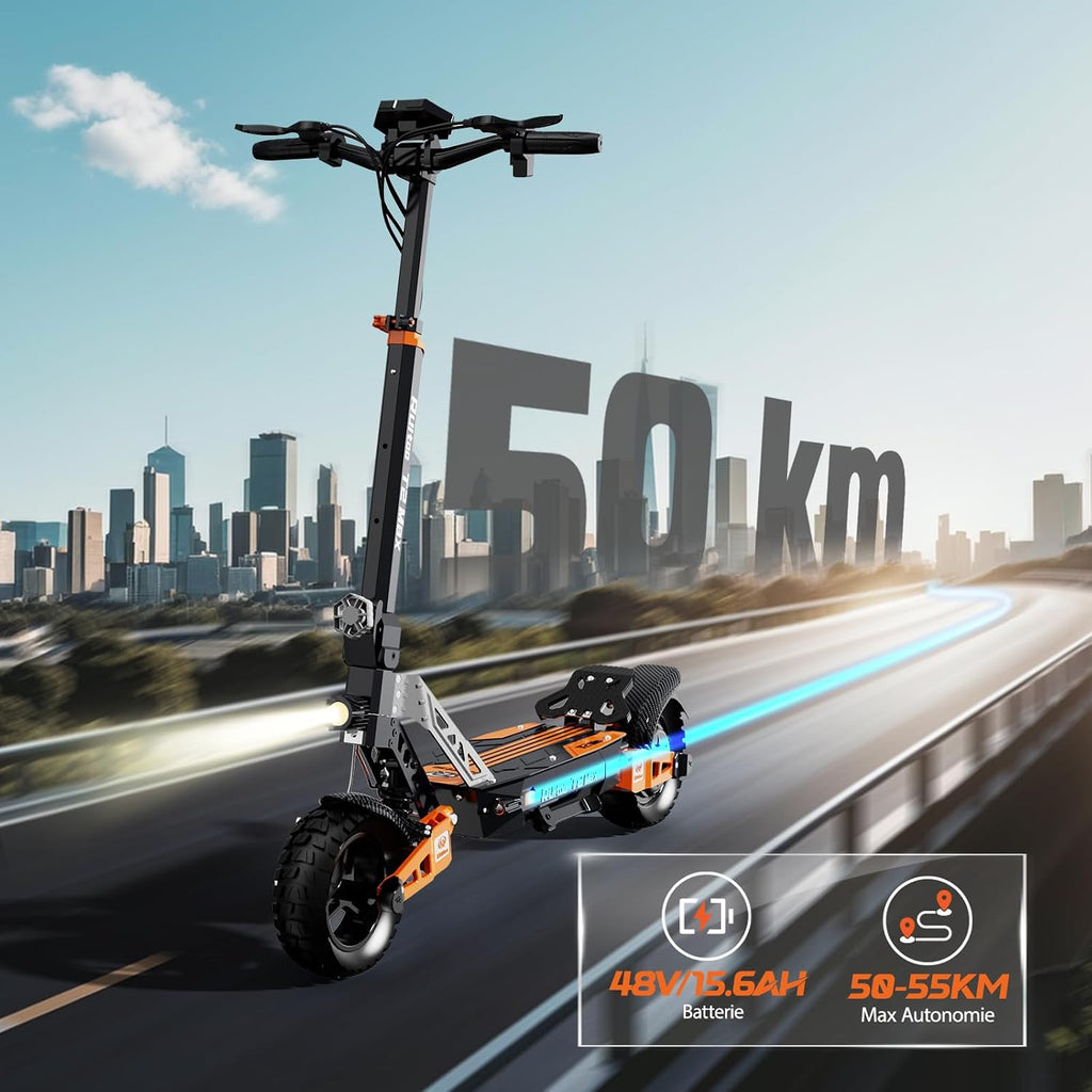Elektrische step, RT6/T2 Max/ M5 Pro/T2 Master/T3 Max, motor 800 W/1000 W/1200 W/2400 W/3000 W, bereik 55/65/75/85 km, all-terrain banden, 3 snelheidsmodi, intelligent display