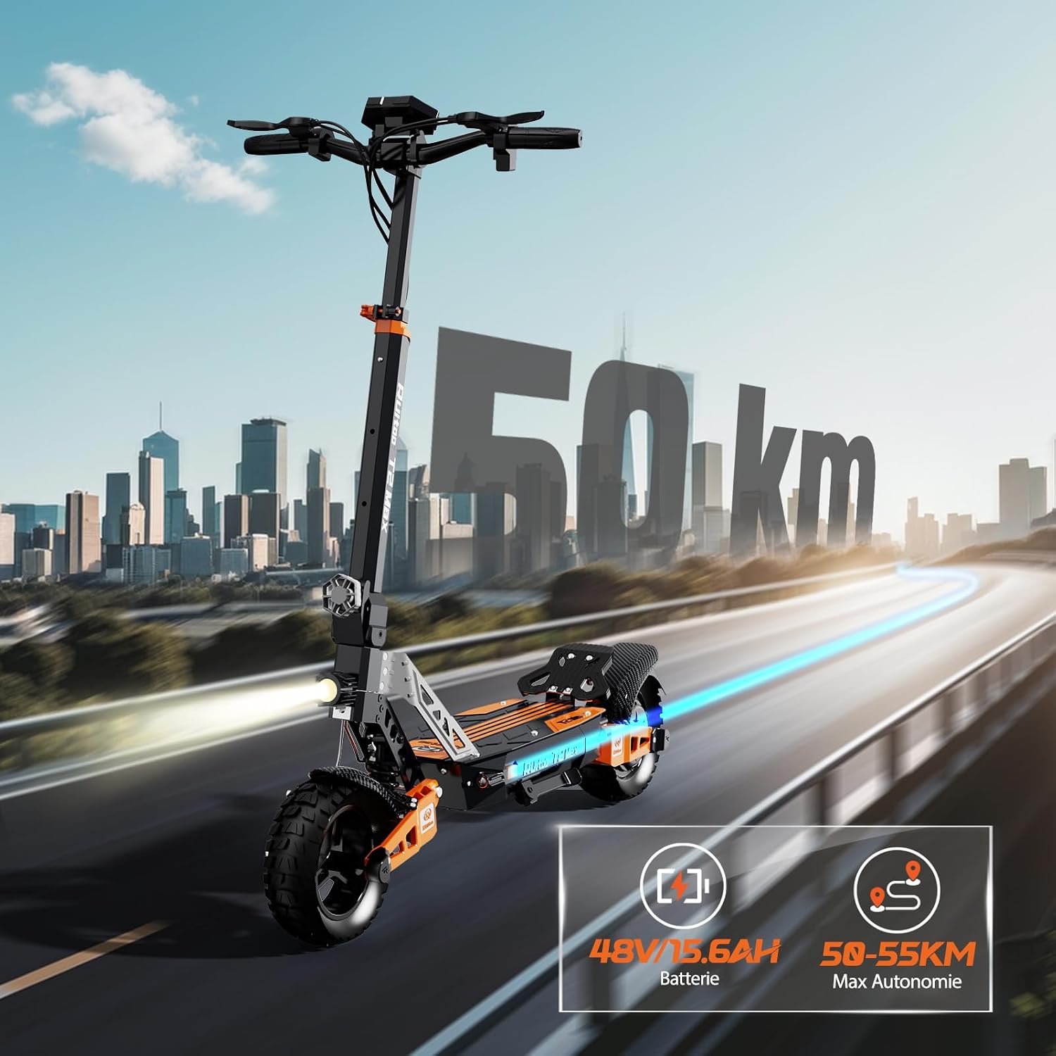 Elektrische step, RT6/T2 Max/ M5 Pro/T2 Master/T3 Max, motor 800 W/1000 W/1200 W/2400 W/3000 W, bereik 55/65/75/85 km, all-terrain banden, 3 snelheidsmodi, intelligent display