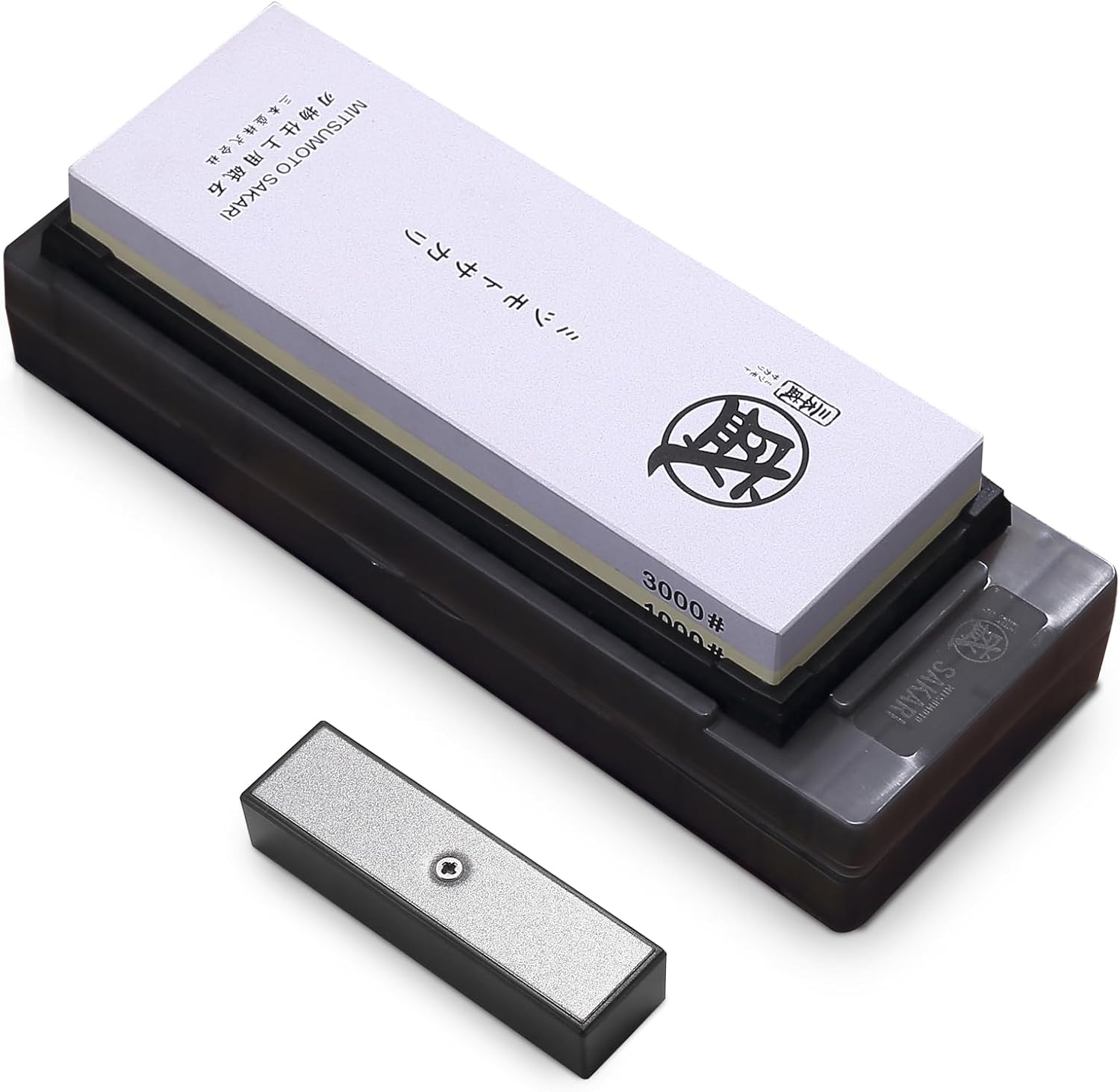 Pierre à Aiguiser MITSUMOTO SAKARI 1000/3000 Grit – Double Face, Socle Antidérapant