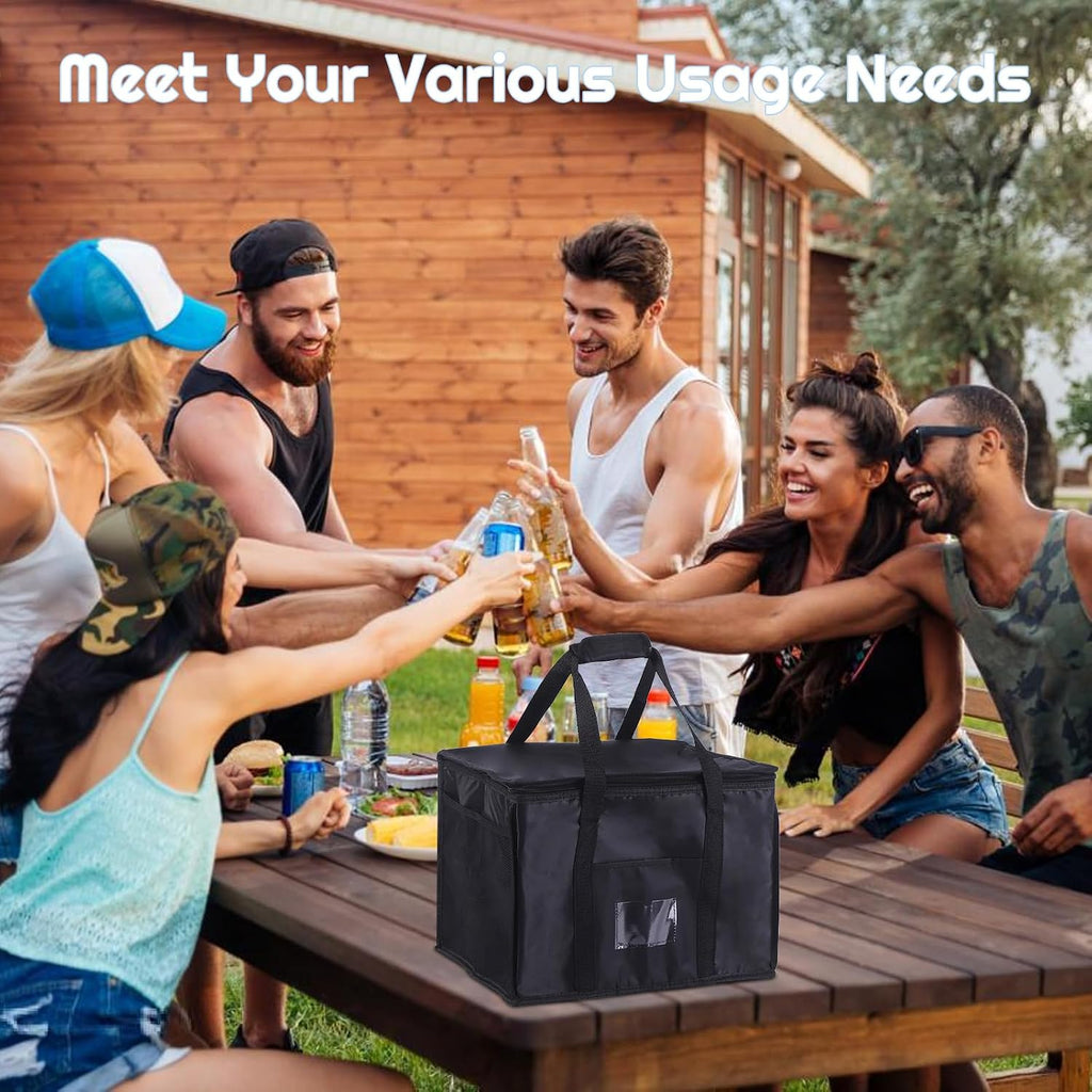 SUOXU Koeltas, 40 liter, grote opvouwbare geïsoleerde lunchtas voor picknick en reizen, winkelen, koelbox voor camping, barbecue en voedsellevering (zwart)