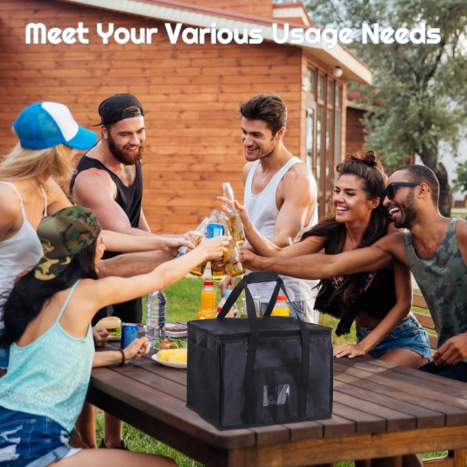 SUOXU Koeltas, 40 liter, grote opvouwbare geïsoleerde lunchtas voor picknick en reizen, winkelen, koelbox voor camping, barbecue en voedsellevering (zwart)