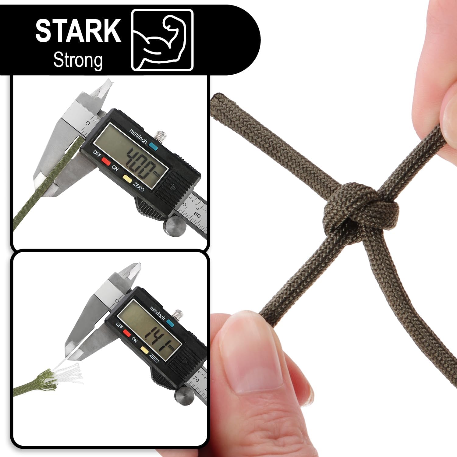 COM-FOUR® Paracord touw Ø 4 mm, 25 m - 7-voudig touw voor boten, camping, outdoor - nylon touw met een draagvermogen van 250 kg - tenttouw, scheerlijn, universeel touw
