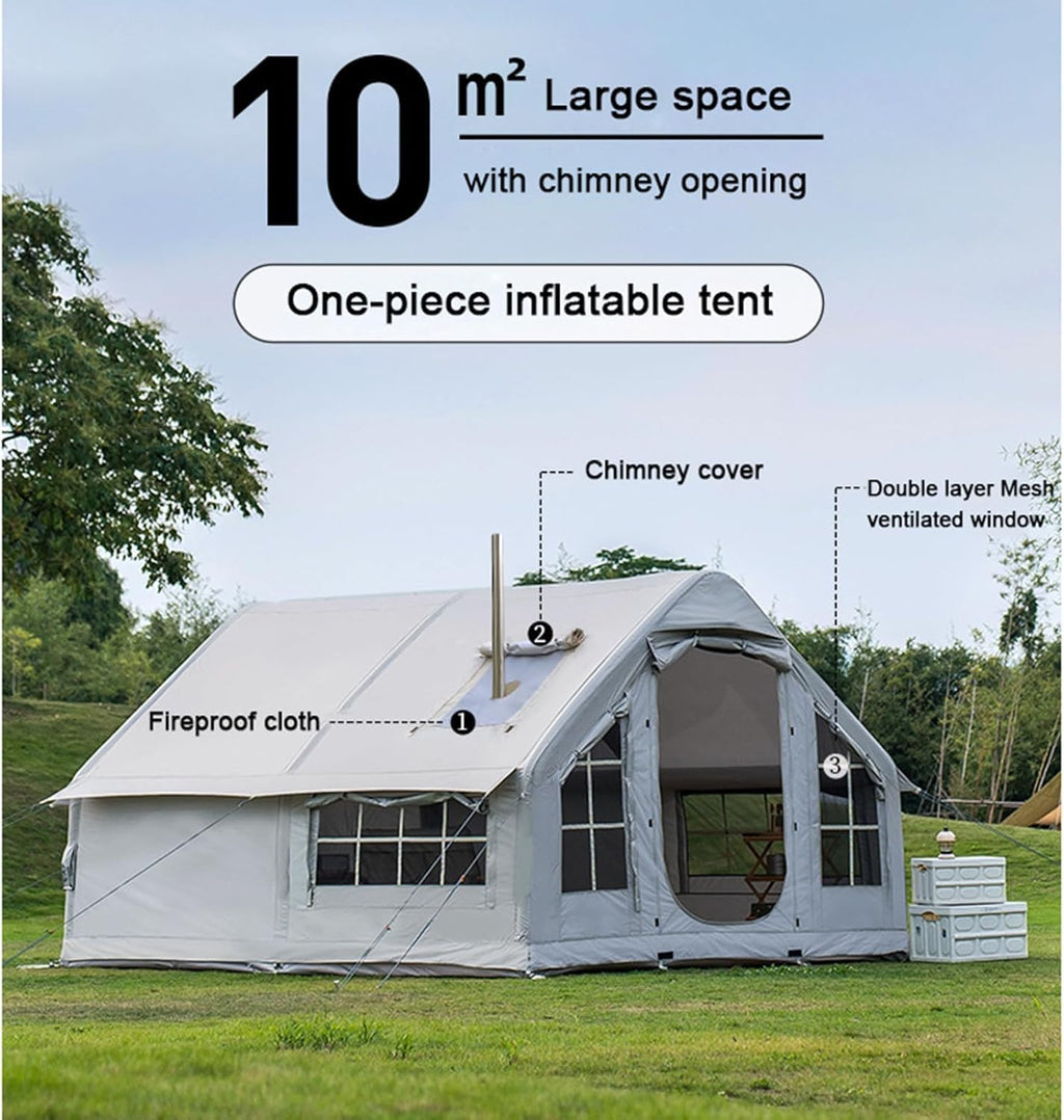 Tente de camping gonflable avec pompe – Design multi-pièces pour toutes les saisons en famille en plein air