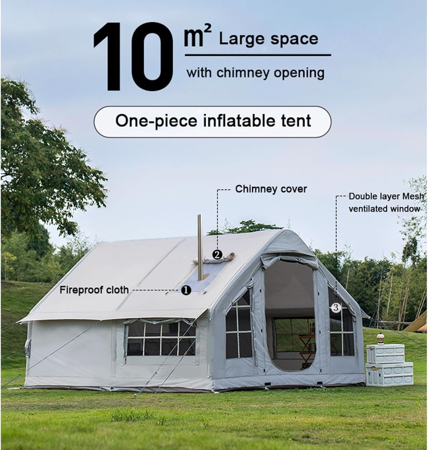 Tente de camping gonflable avec pompe – Design multi-pièces pour toutes les saisons en famille en plein air