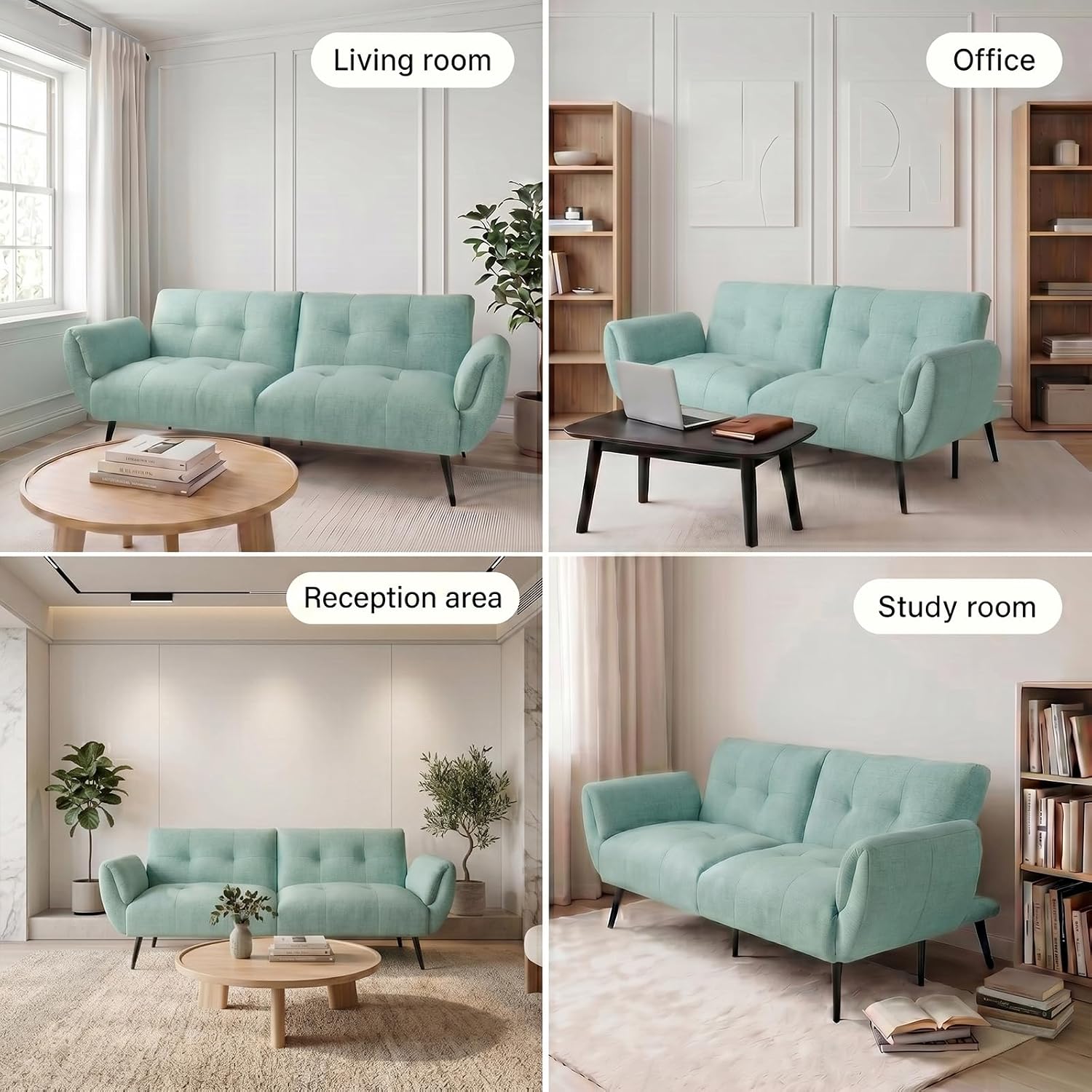 Canapé-lit convertible JIEXI – 3 places – Tissu gris – Dossier 3 positions – 170 cm