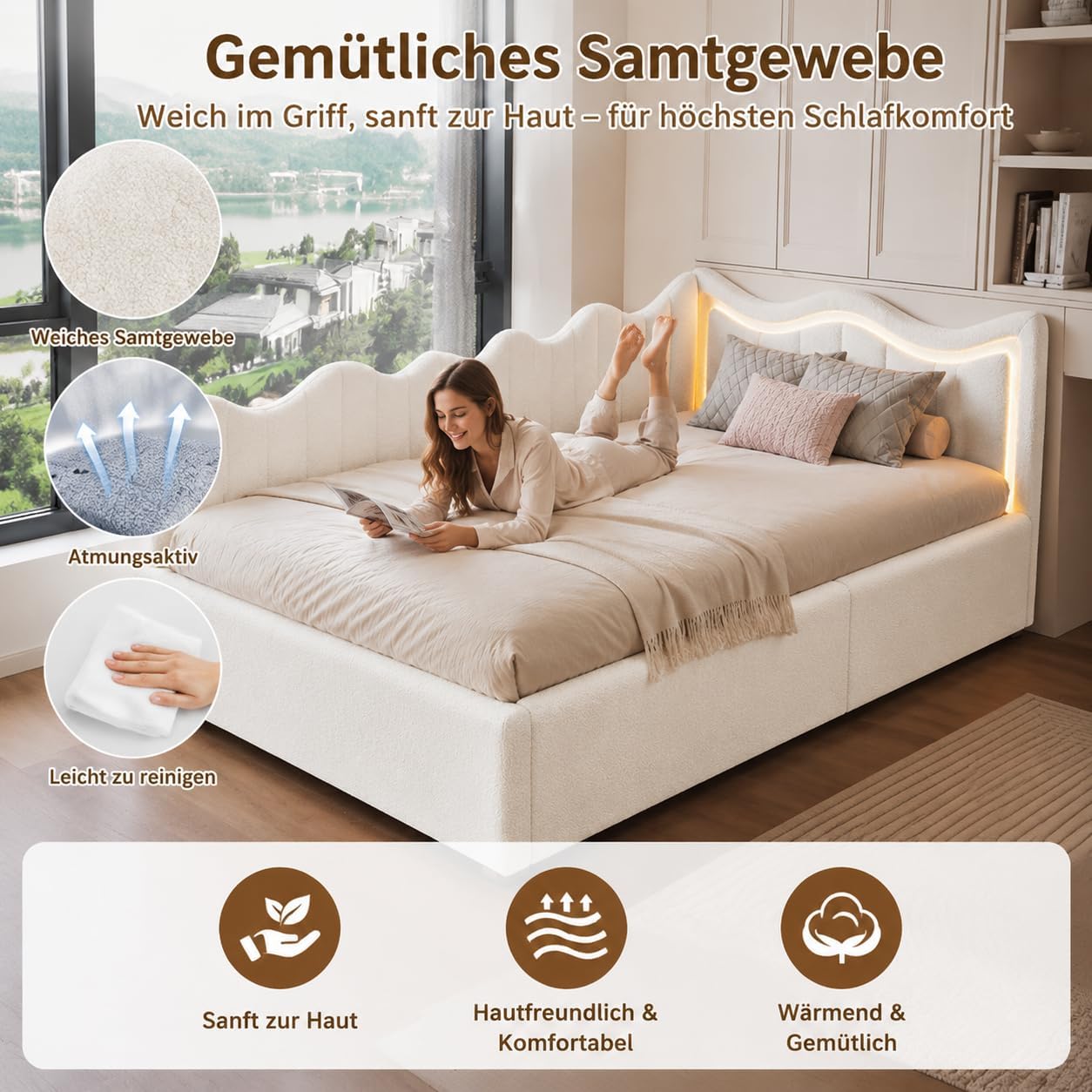 Lit Coffre 90x200 cm – Tête de Lit Rangement, Éclairage LED 16 Couleurs & Ports USB/USB-C