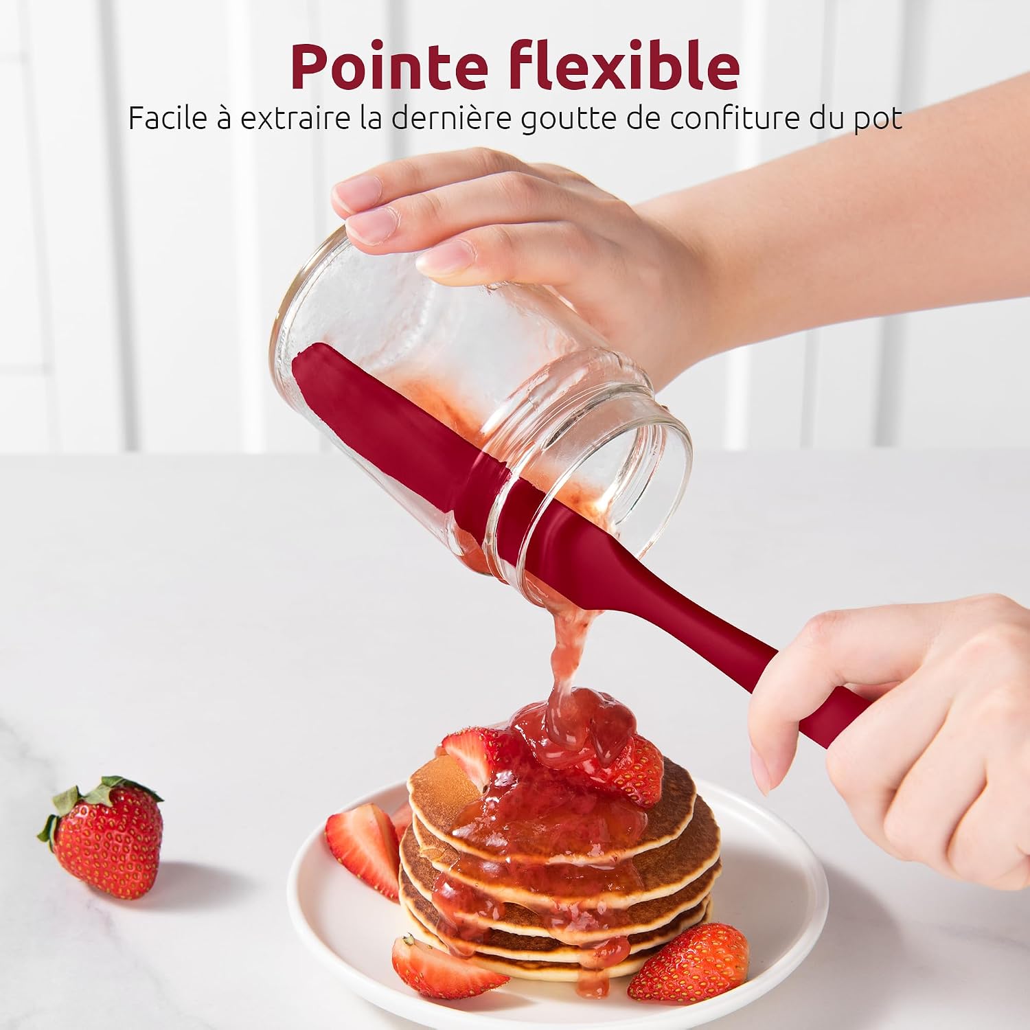 Spatule Silicone U-Taste – Embout Cuillère, Cœur Acier Inox, Résistante 315°C, 24,5 cm, Noir