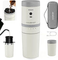 HAUSHOF Draagbare alles-in-één koffiezetapparaat met geïntegreerde molen, 5 maalinstellingen, USB-C oplaadbaar, 300 ml, ideaal voor reizen en kamperen, zwart