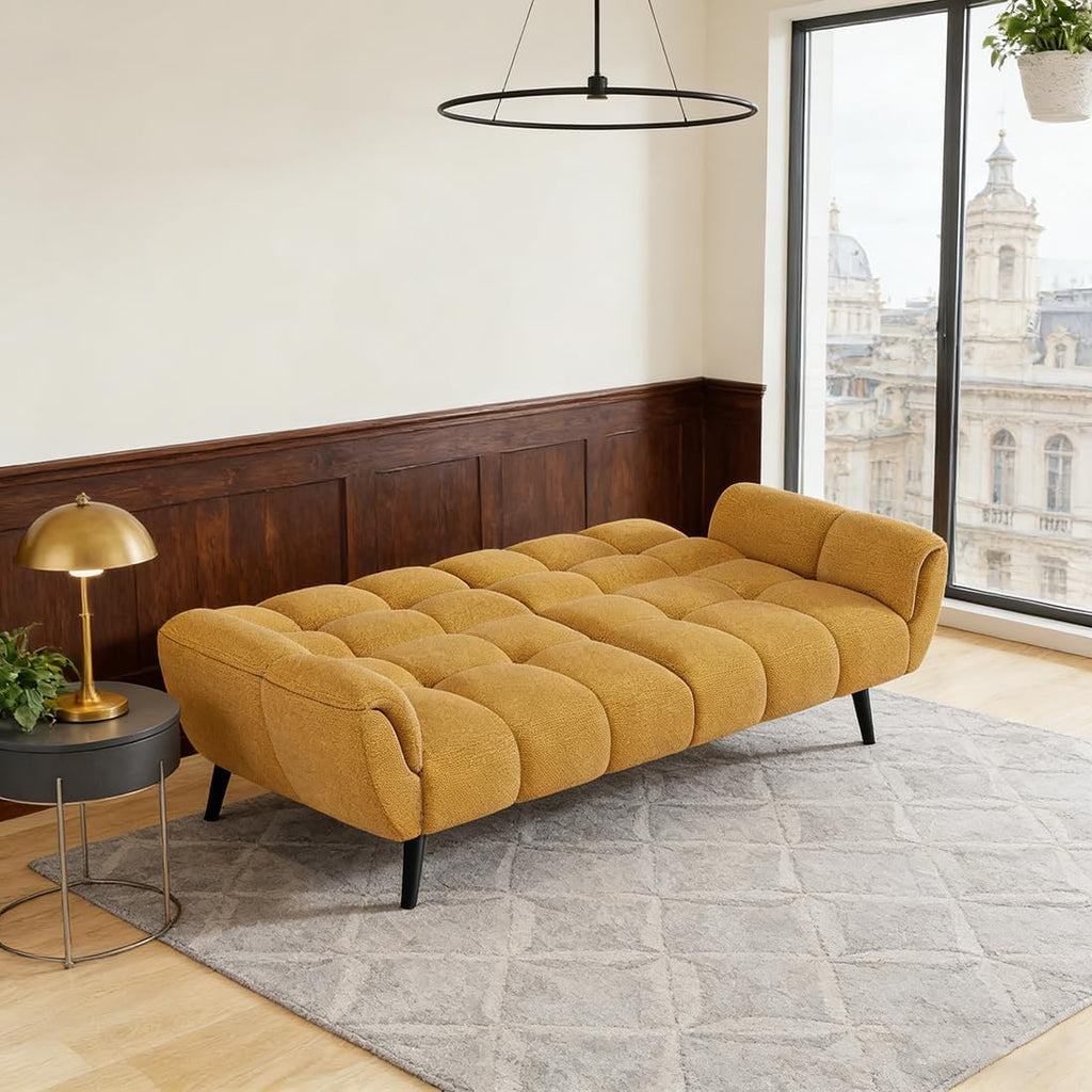 Canapé-lit convertible JIEXI – 3 places – Tissu gris – Dossier 3 positions – 170 cm