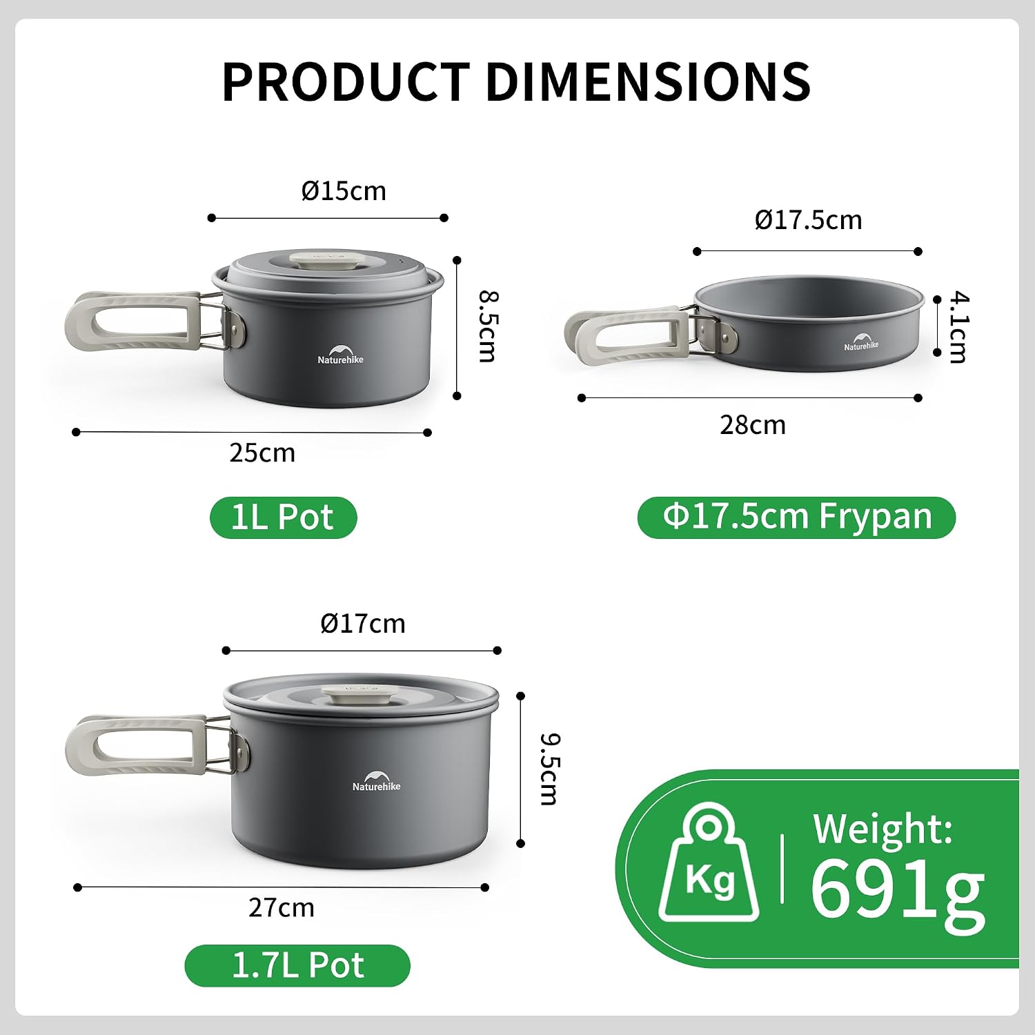 Naturehike 2-4 & 4-7 personen campingkookgerei set voor rugzakuitrusting – draagbare campingkoker en rugzakfornuis compatibel – campingaccessoires