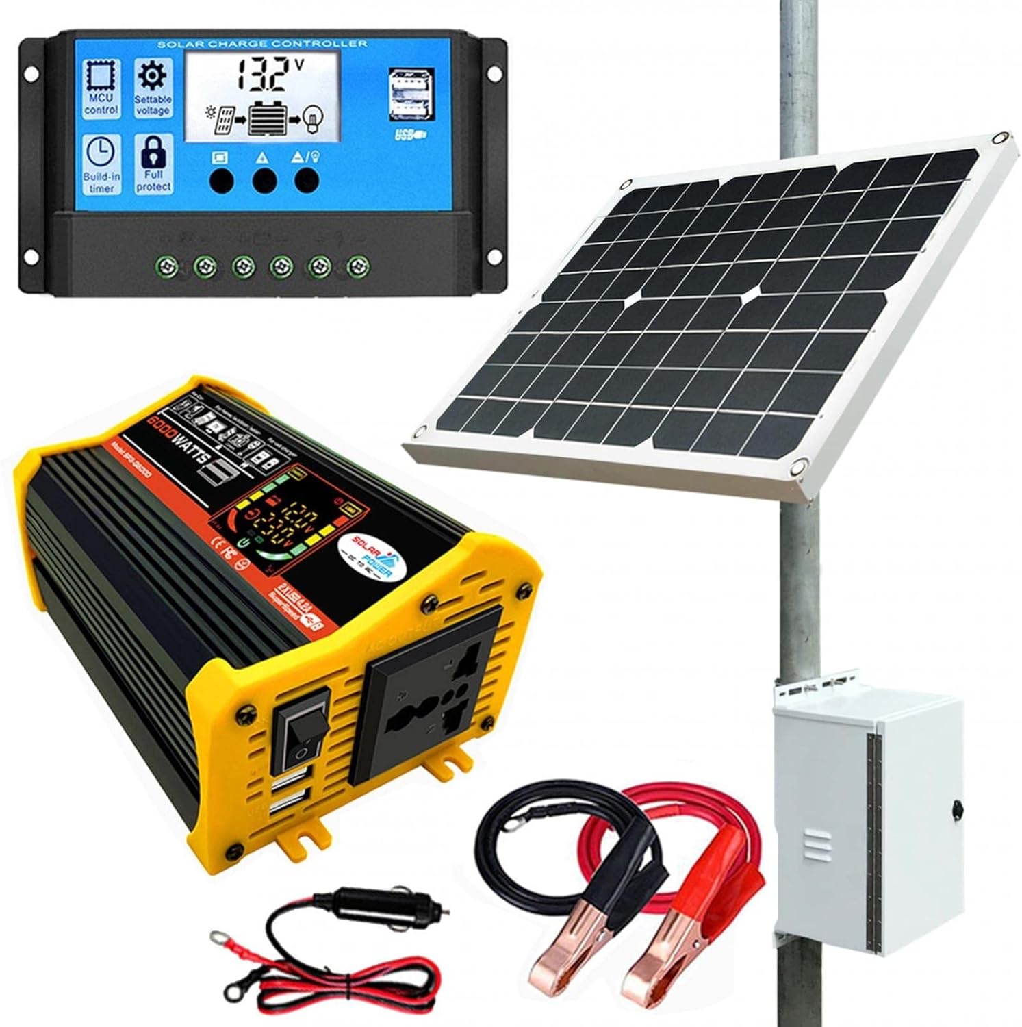 4000 W zonnepaneel set met accu en omvormer - compleet off-grid voedingssysteem voor huis, camper, boot, boerderij en tuinhuis | Uitbreidbaar ontwerp, configuratie