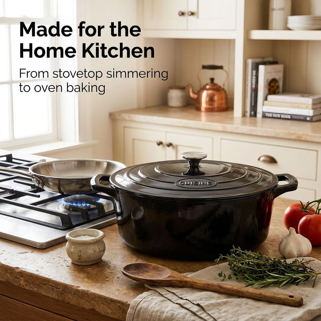 Cocotte Ovale en Fonte Émaillée La Cuisine – 5 L, Canneberge, Bouton Doré, Induction