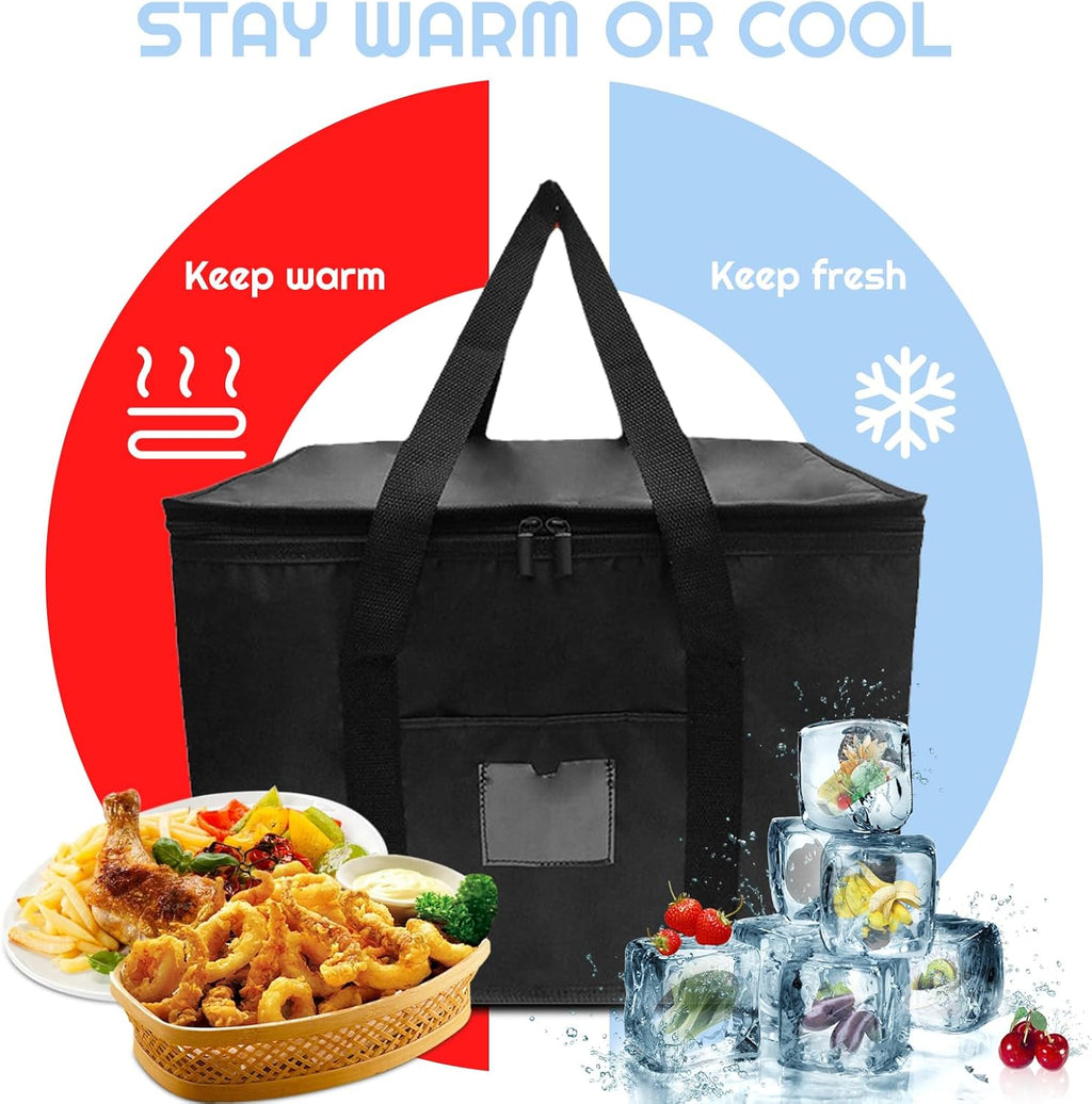 SUOXU Koeltas, 40 liter, grote opvouwbare geïsoleerde lunchtas voor picknick en reizen, winkelen, koelbox voor camping, barbecue en voedsellevering (zwart)