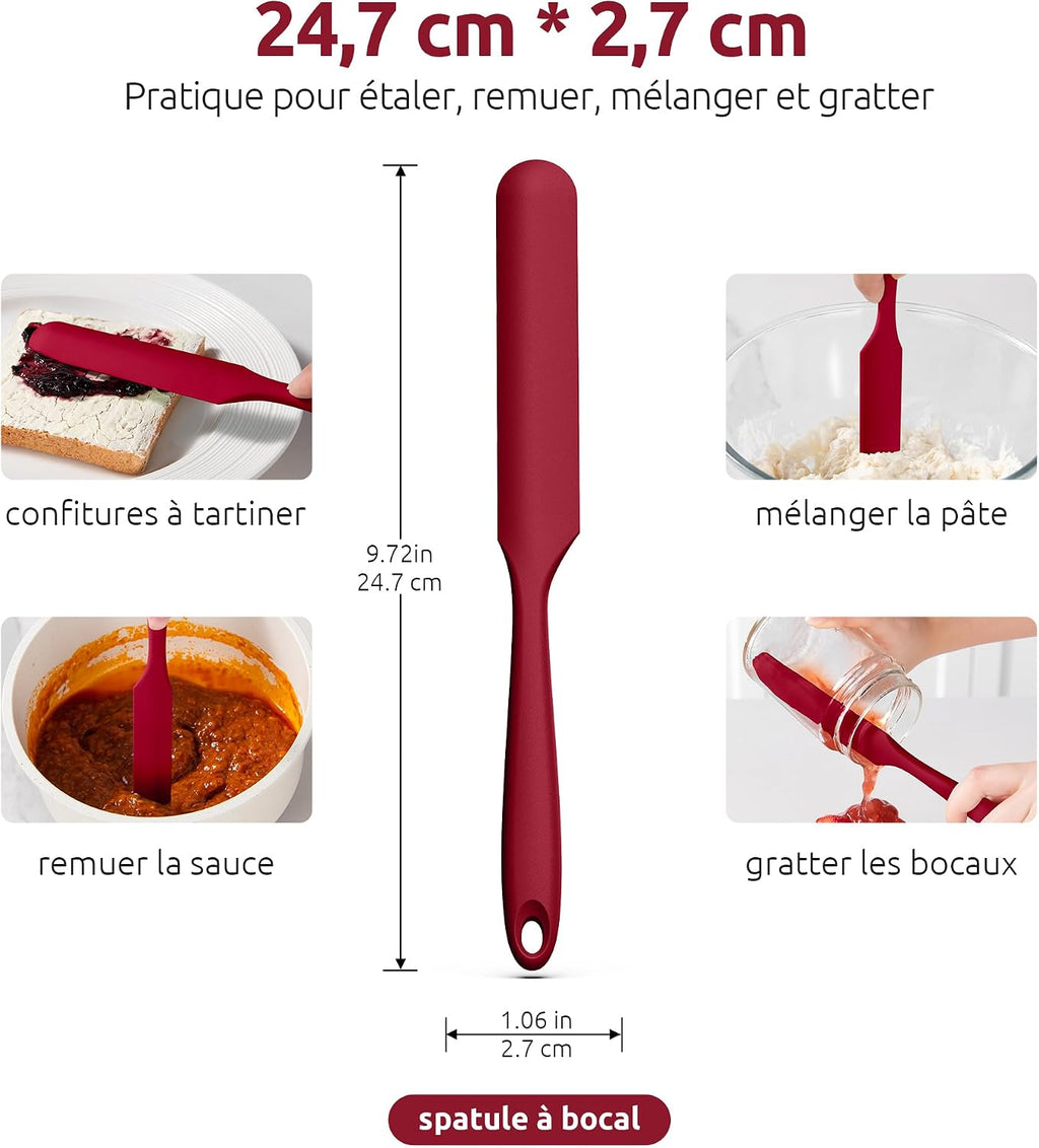 Spatule Silicone U-Taste – Embout Cuillère, Cœur Acier Inox, Résistante 315°C, 24,5 cm, Noir