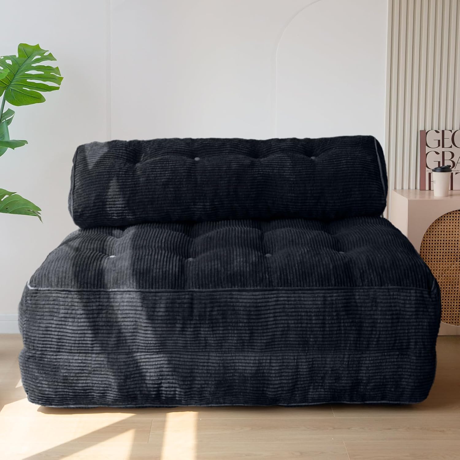 Canapé-Lit Pliant MAXYOYO — Noir, 85x190 cm, Mousse Haute Densité