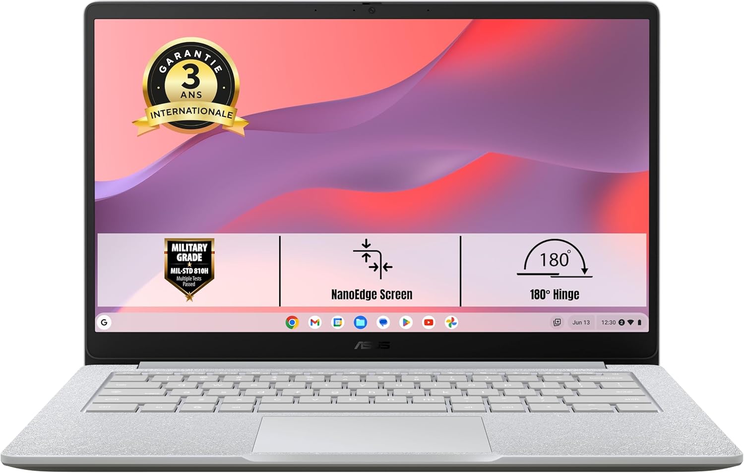 ASUS Chromebook Plus CX1405CTA-S60060 14 inch FHD 60 Hz draagbare pc (Intel Core 3-N355 processor 3,9 GHz, 8 GB LPDDR5, 128G eMMC, Intel UHD Graphics) ChromeOS - AZERTY-toetsenbord