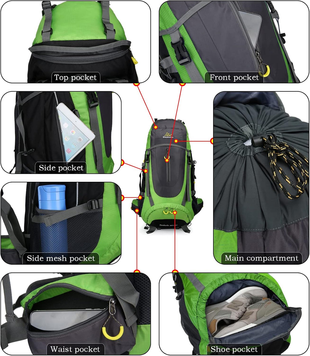 70 l rugzak, trekking, kamperen, reizen, wandelen, groot, voor heren en dames