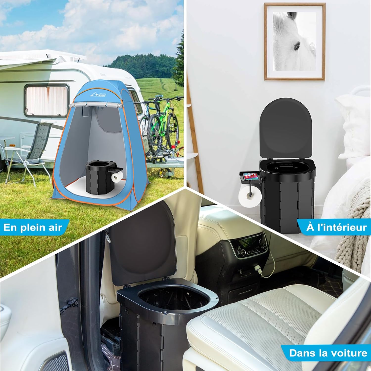 Draagbaar Campingtoilet, voor mannen en vrouwen, hygiënische pot voor de auto, opvouwbaar autotoilet voor volwassenen, voor kamperen, wandelen of uitstapjes