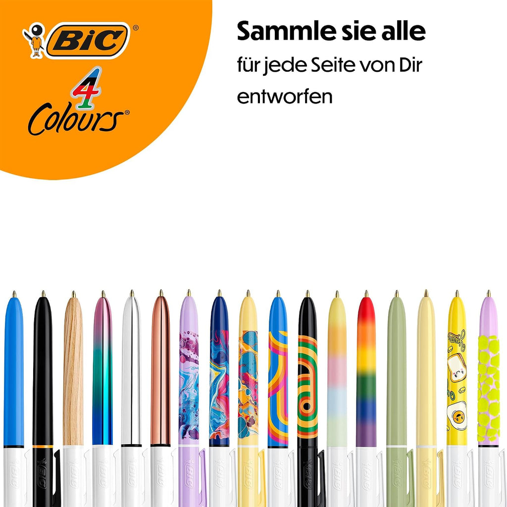 BIC 4 Mineral Colours – Ballpoint Pens Medium Tip (1 mm) – Assorted Body Colours, Pack of 5