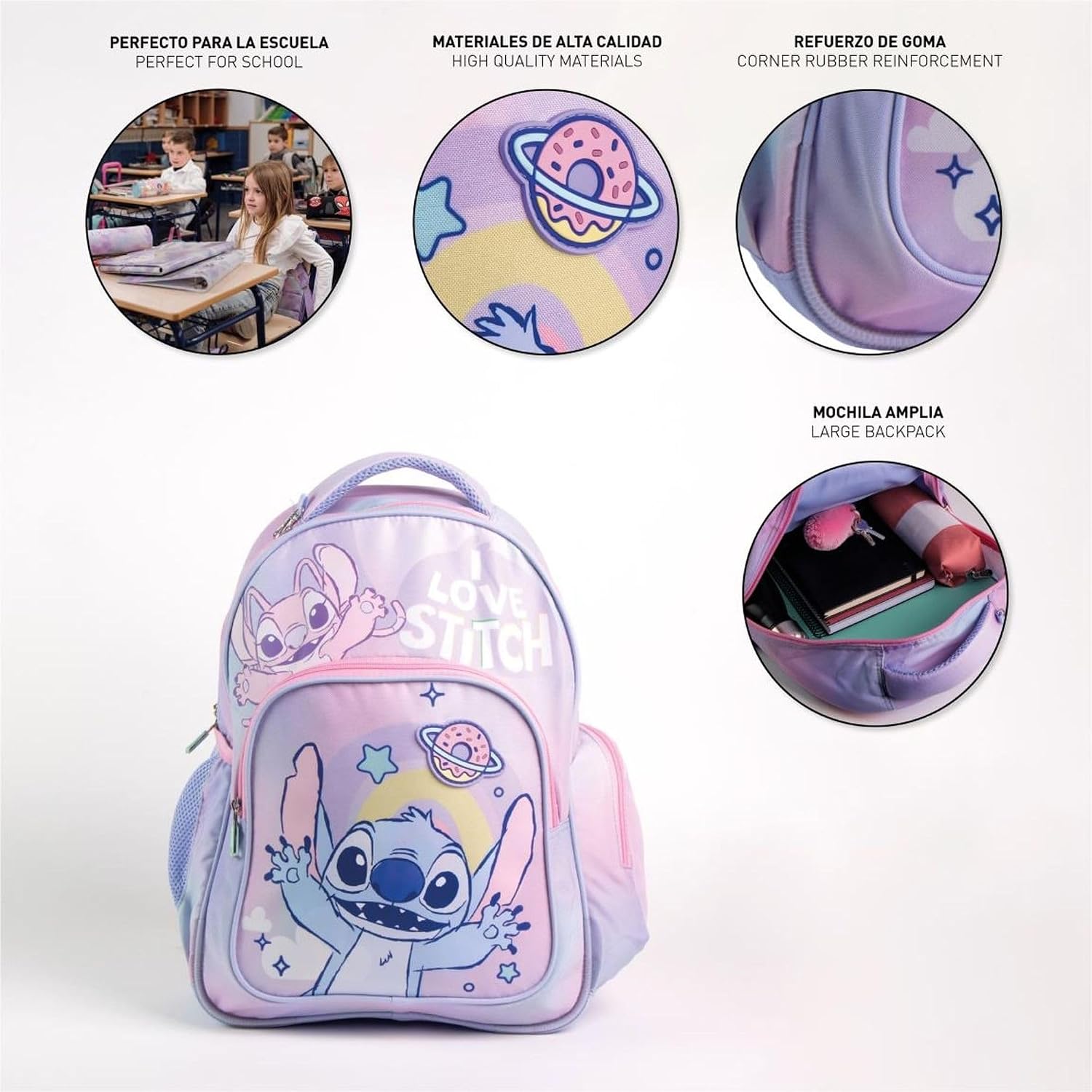 Originele Disney Frozen Elsa, Anna en Olaf rugzak met design en winterfiguren, grote Frozen rugzak voor kleuterschool, basisschool en meisjes, licht en duurzaam