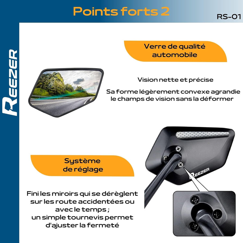 REEZER Achteruitkijkspiegel voor fiets, e-bike en elektrische step, geweldig cadeau, luxe, compatibel met alle modellen, reflecterend, 360° verstelbaar, links