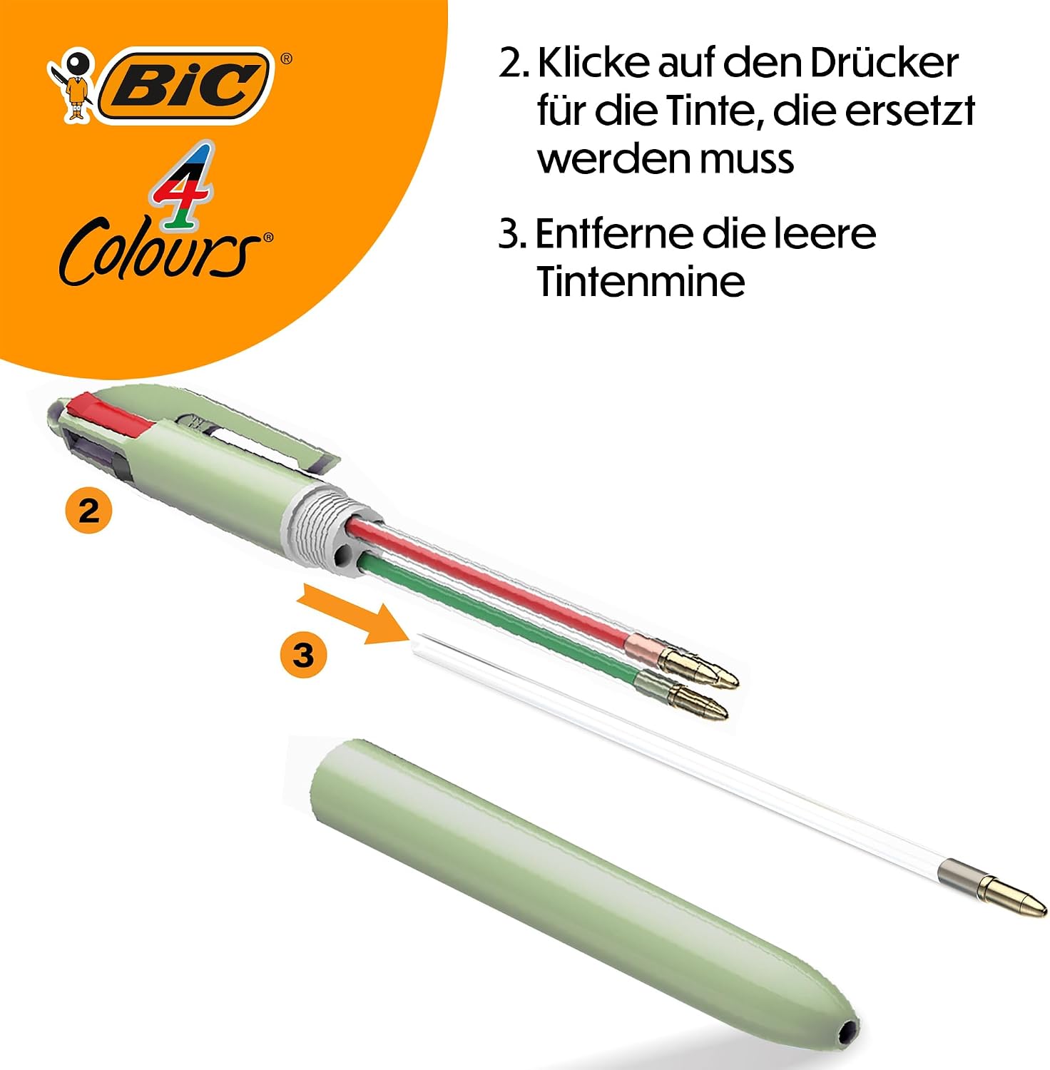 BIC 4 Mineral Colours – Ballpoint Pens Medium Tip (1 mm) – Assorted Body Colours, Pack of 5