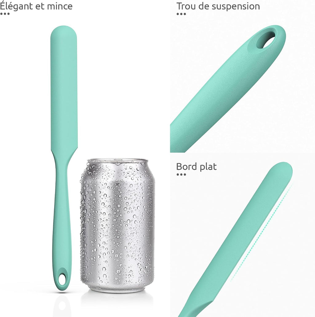 Spatule Silicone U-Taste – Embout Cuillère, Cœur Acier Inox, Résistante 315°C, 24,5 cm, Noir