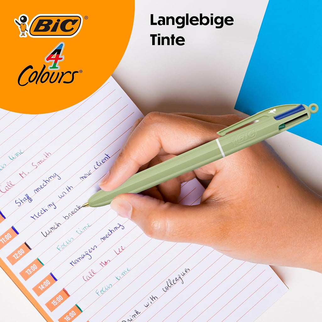 BIC 4 Mineral Colours – Ballpoint Pens Medium Tip (1 mm) – Assorted Body Colours, Pack of 5