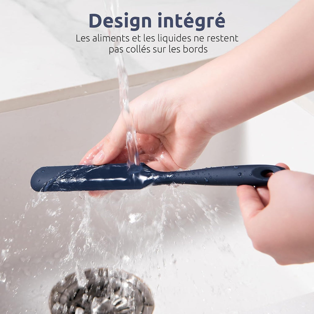Spatule Silicone U-Taste – Embout Cuillère, Cœur Acier Inox, Résistante 315°C, 24,5 cm, Noir