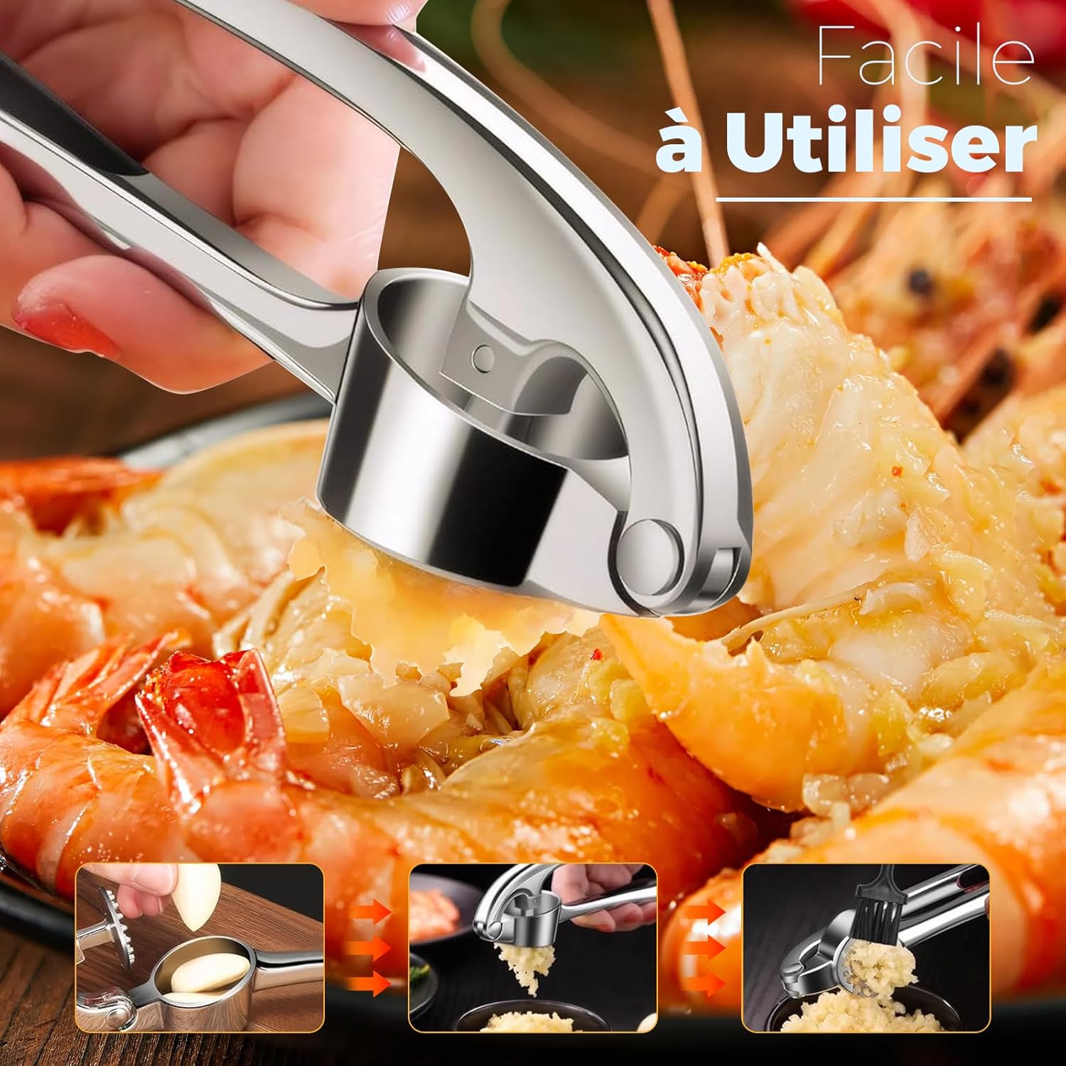 Presse-Ail Professionnel Inox KOOSREEL – Alliage de Zinc, Lave-Vaisselle, Argenté