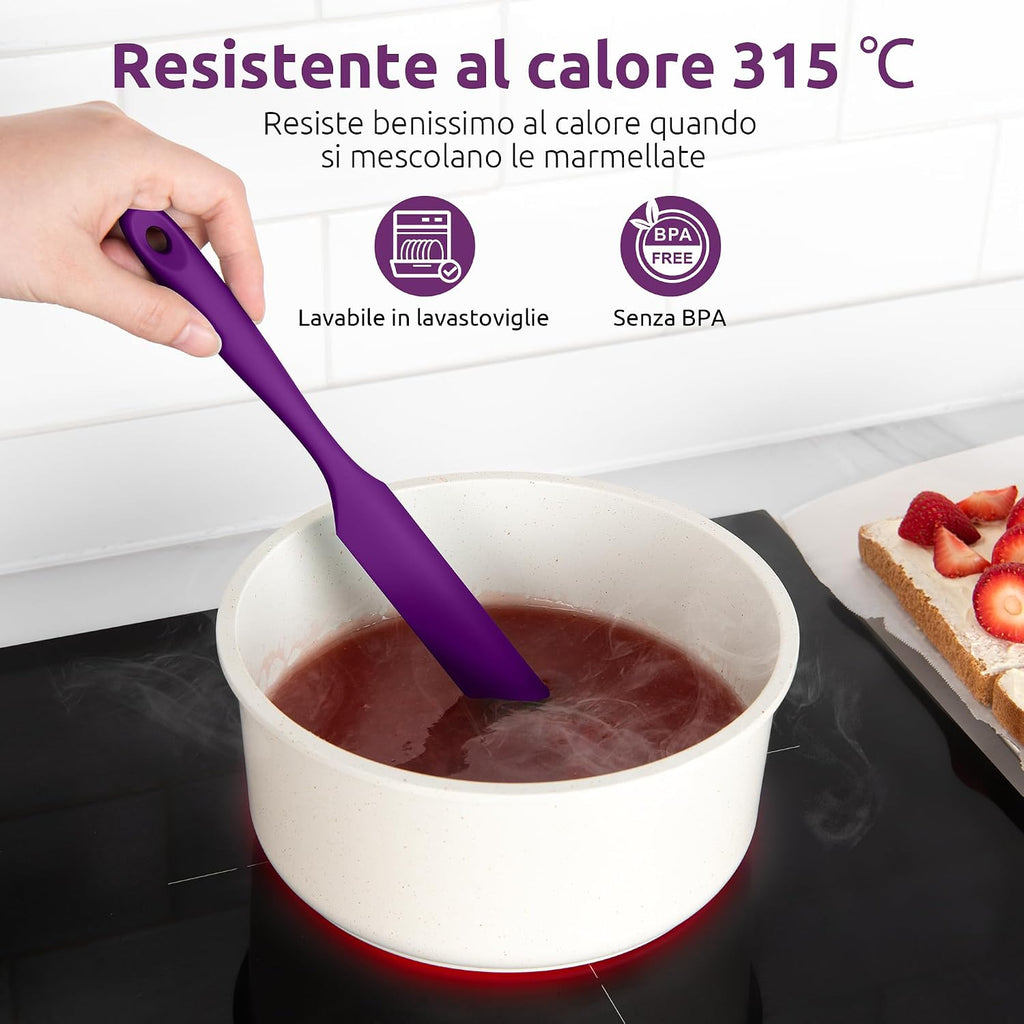 Spatule Silicone U-Taste – Embout Cuillère, Cœur Acier Inox, Résistante 315°C, 24,5 cm, Noir
