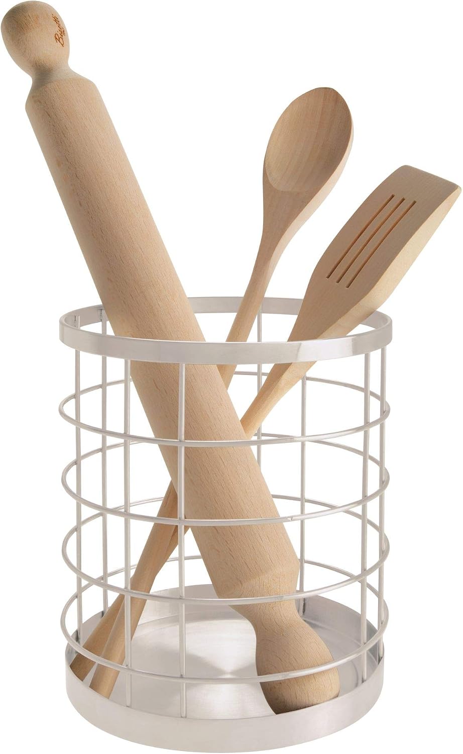 Porte-Ustensiles de Cuisine iDesign Austin – Métal Noir Mat, Design Grille Ouverte, 15 x 18 cm