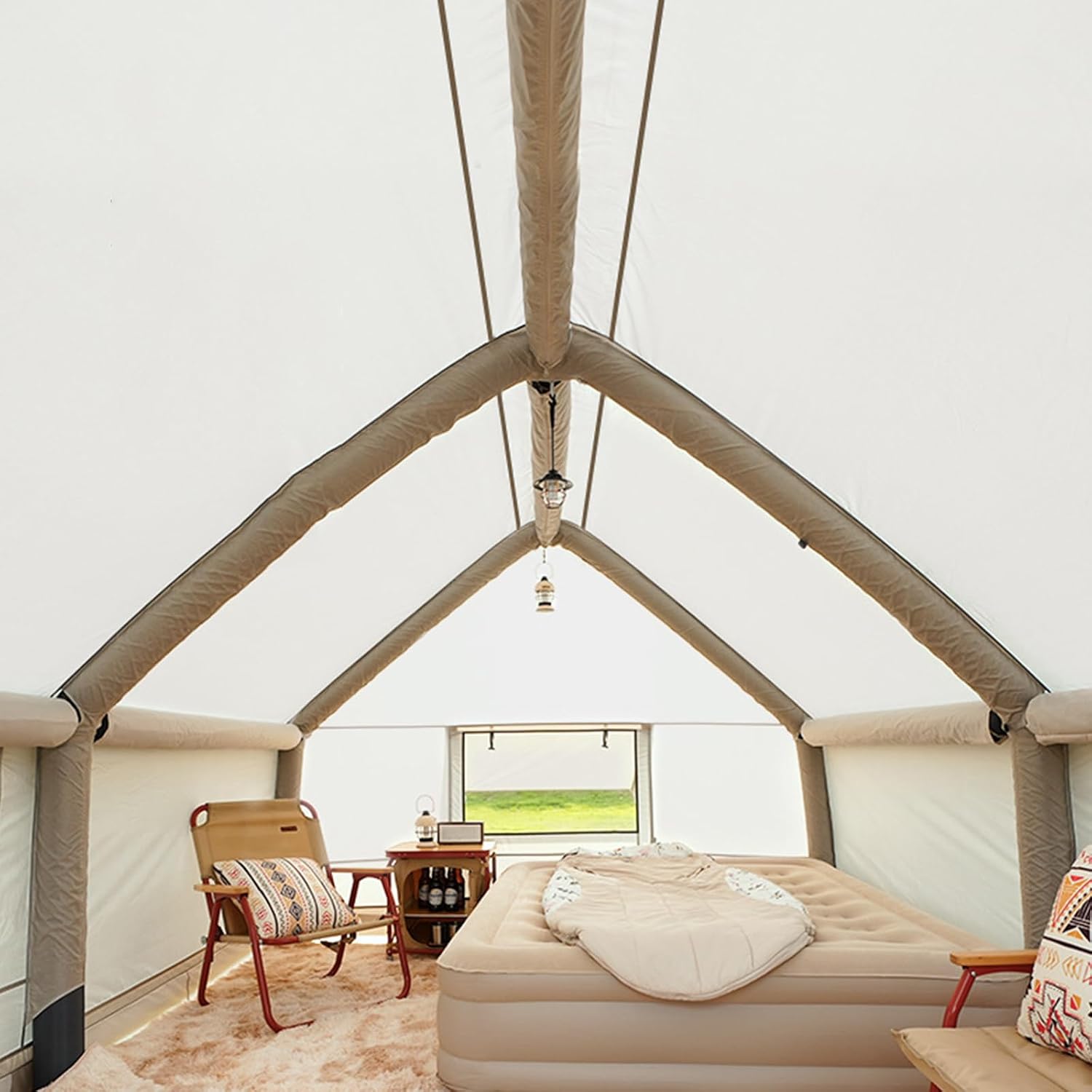 Tente de camping gonflable avec pompe – Design multi-pièces pour toutes les saisons en famille en plein air