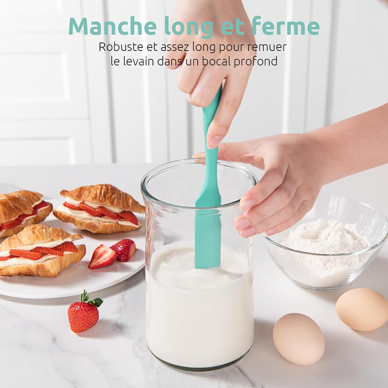 Spatule Silicone U-Taste – Embout Cuillère, Cœur Acier Inox, Résistante 315°C, 24,5 cm, Noir