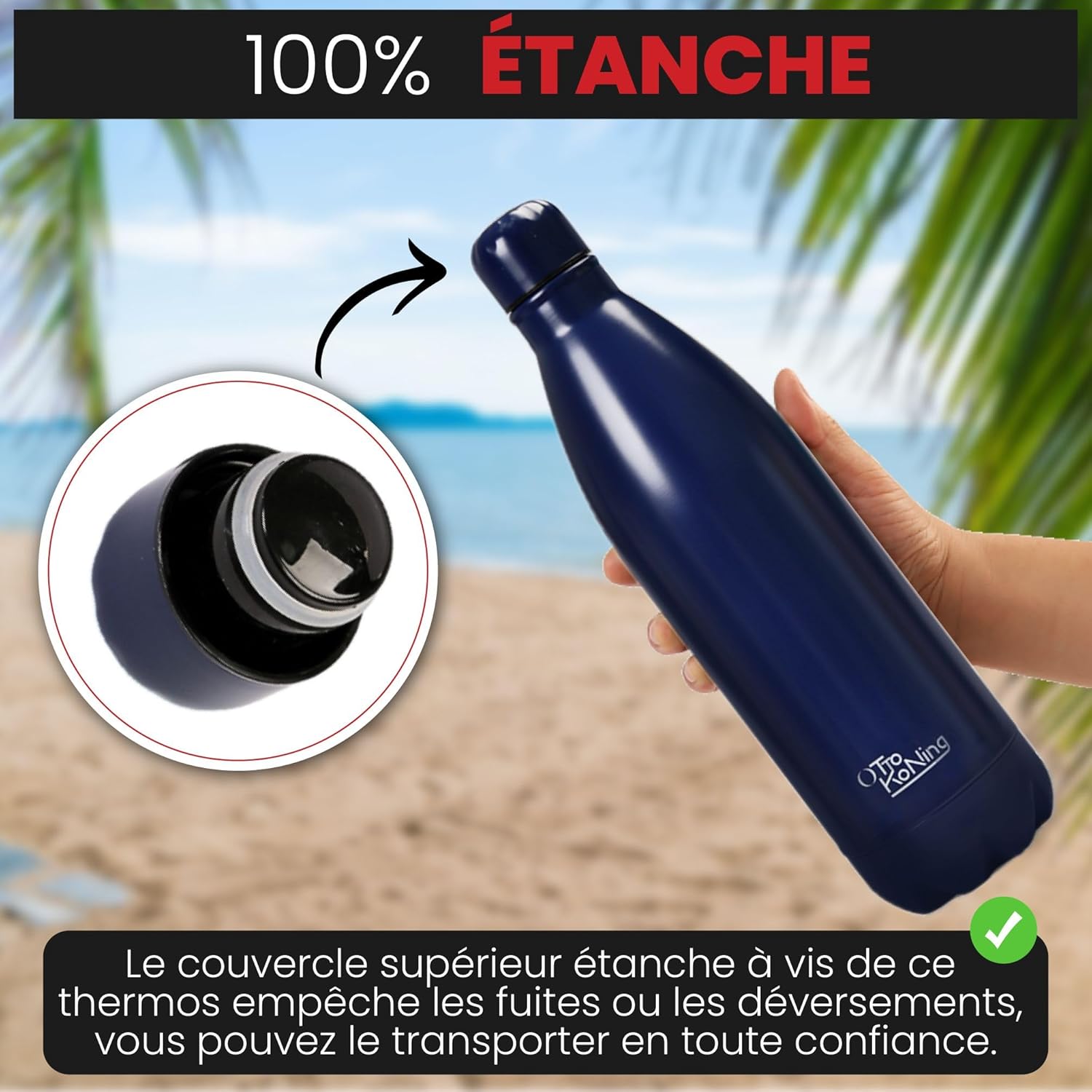 Otto Koning Insulated Water Bottle 500ml - Insulated Water Bottle Keeps Drinks Cold for 24 Hours and Hot for 12 Hours - Leak Proof Insulated Water Bottle BPA Free