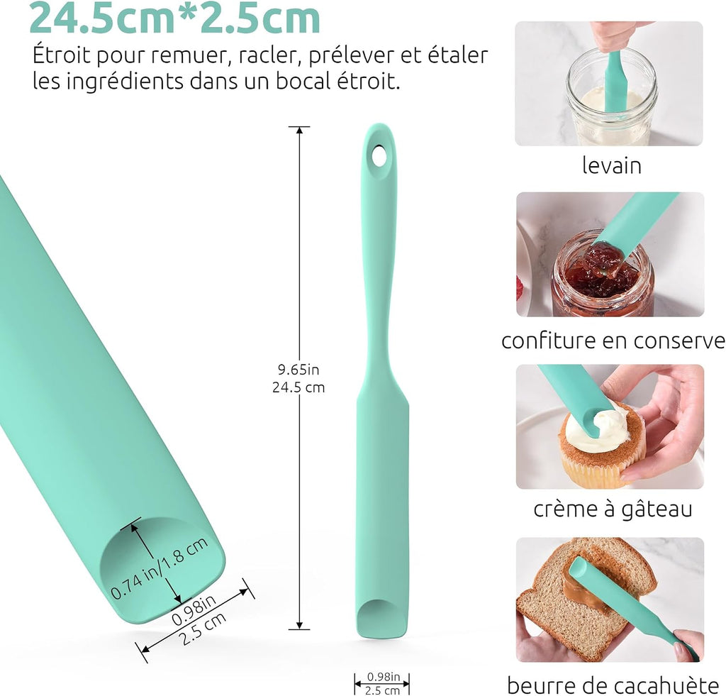 Spatule Silicone U-Taste – Embout Cuillère, Cœur Acier Inox, Résistante 315°C, 24,5 cm, Noir
