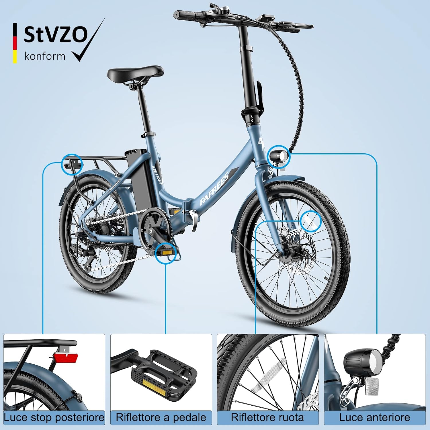 Fafrees F20 LIGHT Elektrische fiets, 20 inch opvouwbare elektrische stadsfiets, 250 W motor, 16,75 Ah accu, 7 versnellingen e-bike voor dames, bereik 110 km