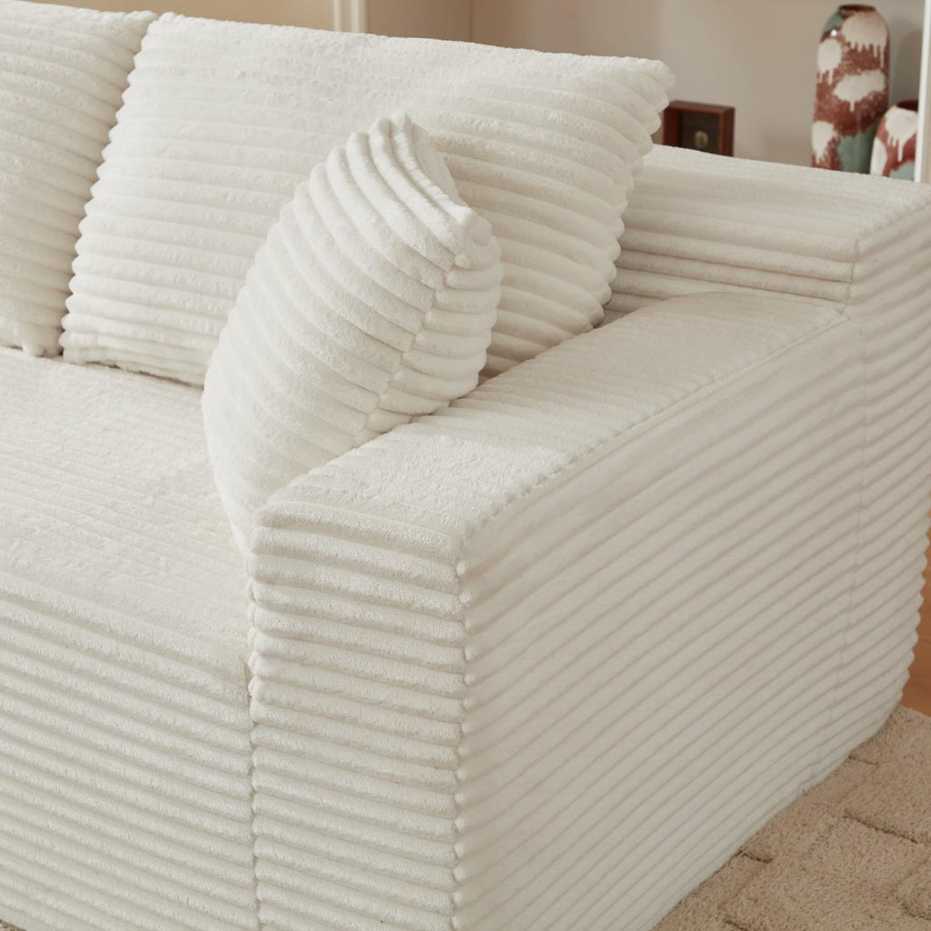 Canapé d'Angle Modulable 3 Places – Mémoire de Forme, Housse Lavable, Sans Montage | Blanc