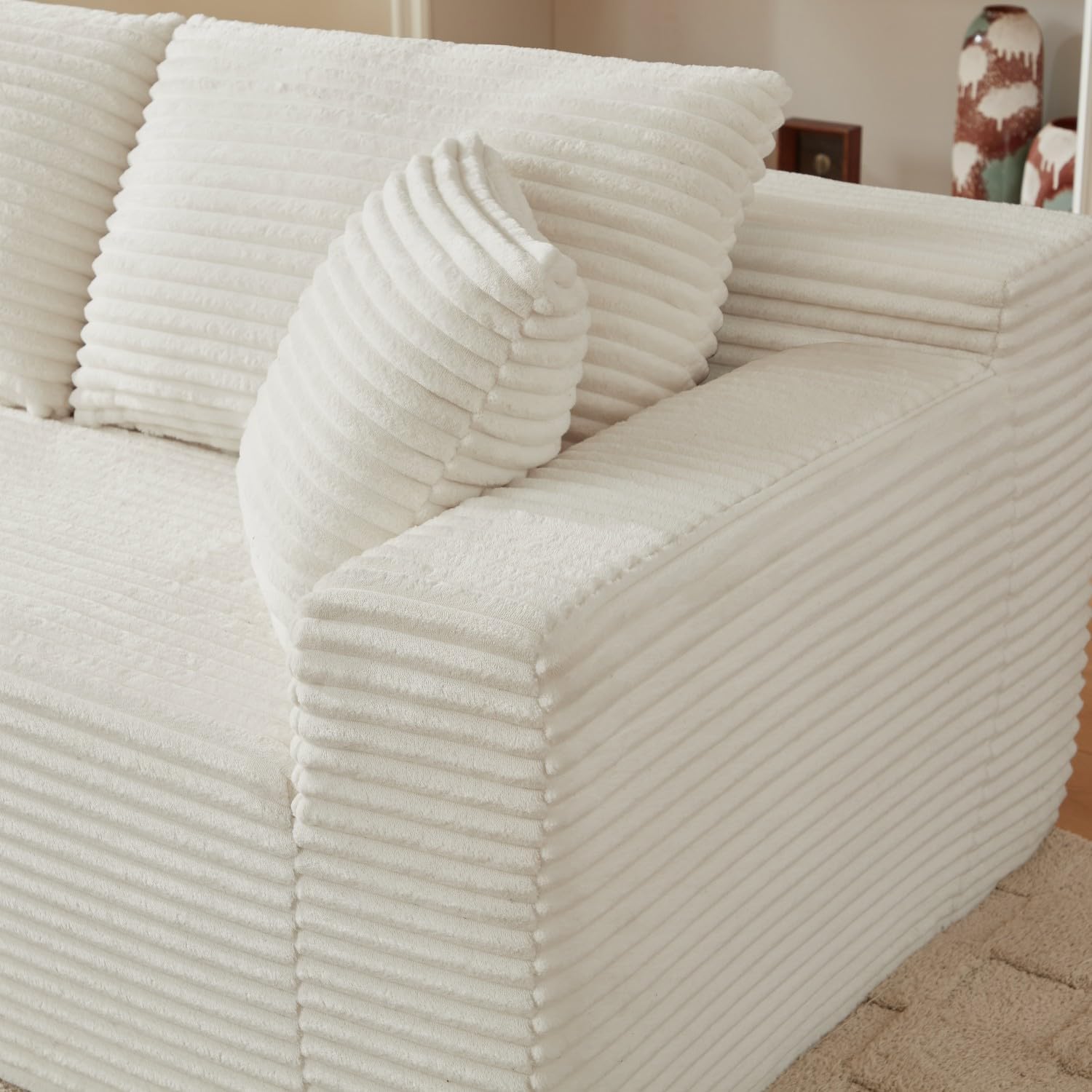 Canapé d'Angle Modulable 3 Places – Mémoire de Forme, Housse Lavable, Sans Montage | Blanc