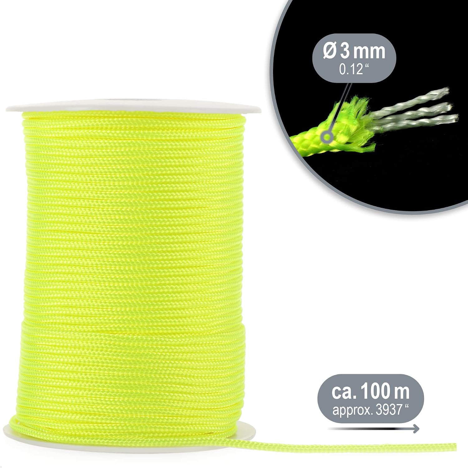 COM-FOUR® Paracord touw Ø 4 mm, 25 m - 7-voudig touw voor boten, camping, outdoor - nylon touw met een draagvermogen van 250 kg - tenttouw, scheerlijn, universeel touw