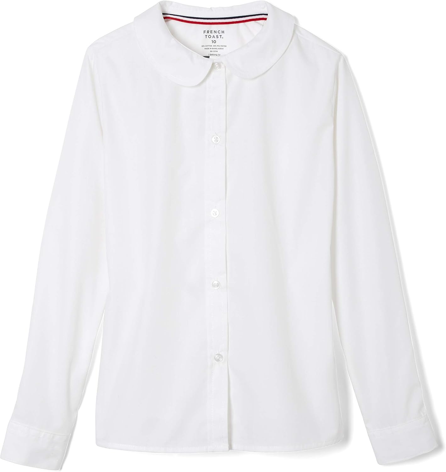 French Toast Claudine kraag geweven blouse met lange mouwen voor meisjes, wit, 12