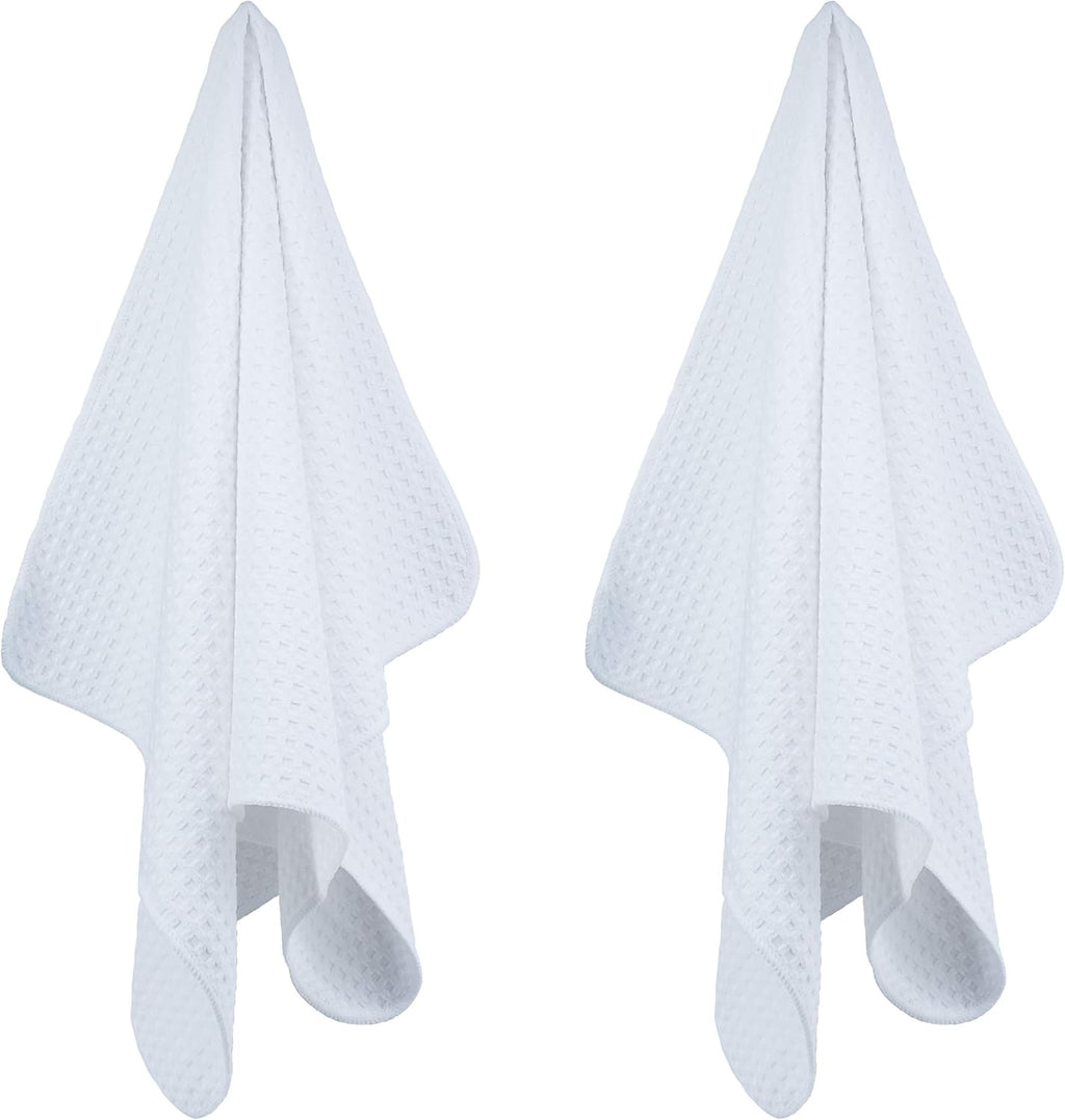 Torchons de Cuisine POLYTE – Lot de 8 Microfibres Gauffrées Ultra-Absorbantes, 40 x 71 cm, Gris & Blanc
