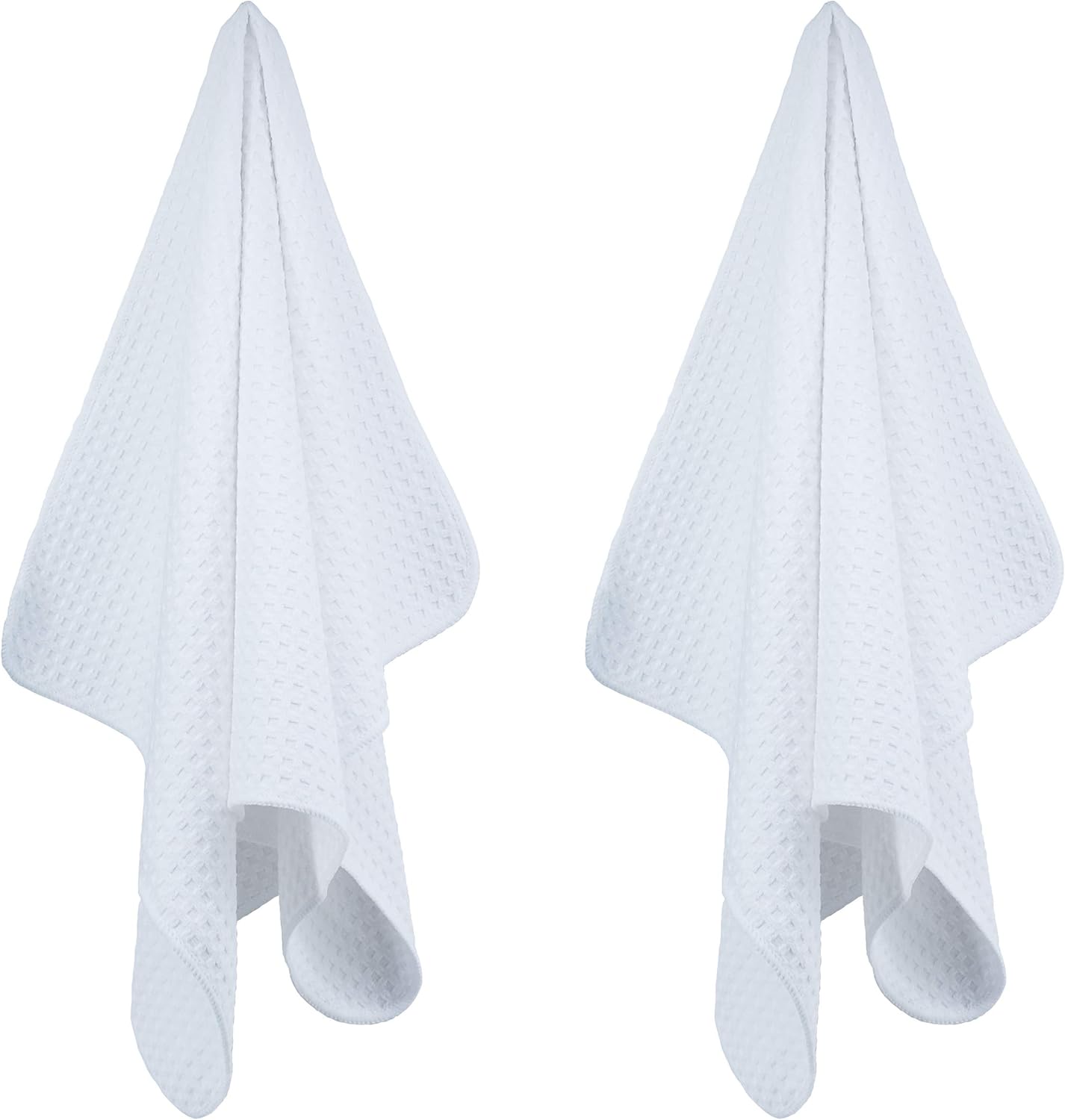 Torchons de Cuisine POLYTE – Lot de 8 Microfibres Gauffrées Ultra-Absorbantes, 40 x 71 cm, Gris & Blanc